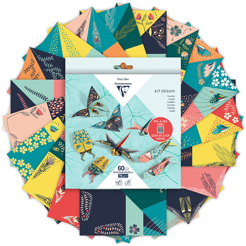 Clairefontaine Origami Paper Set - 60 Sheets, 3 Sizes for DIY Crafts, Gift Wrapping & Home Decor | Premium Quality Origami Paper for Kids & Adults