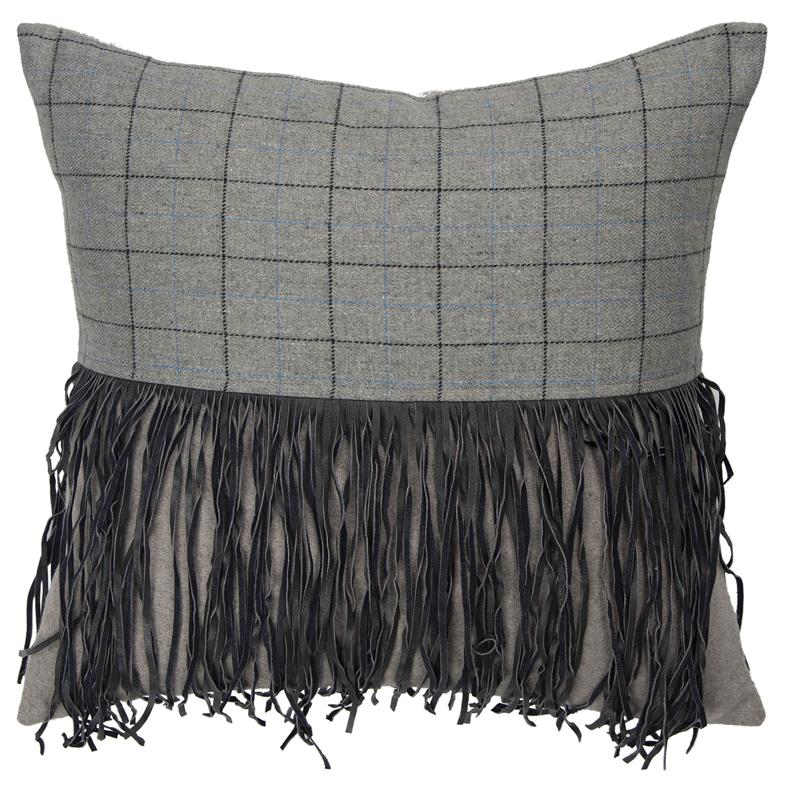 Rizzy Home Decorative Pillow Cover 20x20 Inches - Soft Gray Square Cushion Cover for Sofa, Bed, Living Room & Home Decor