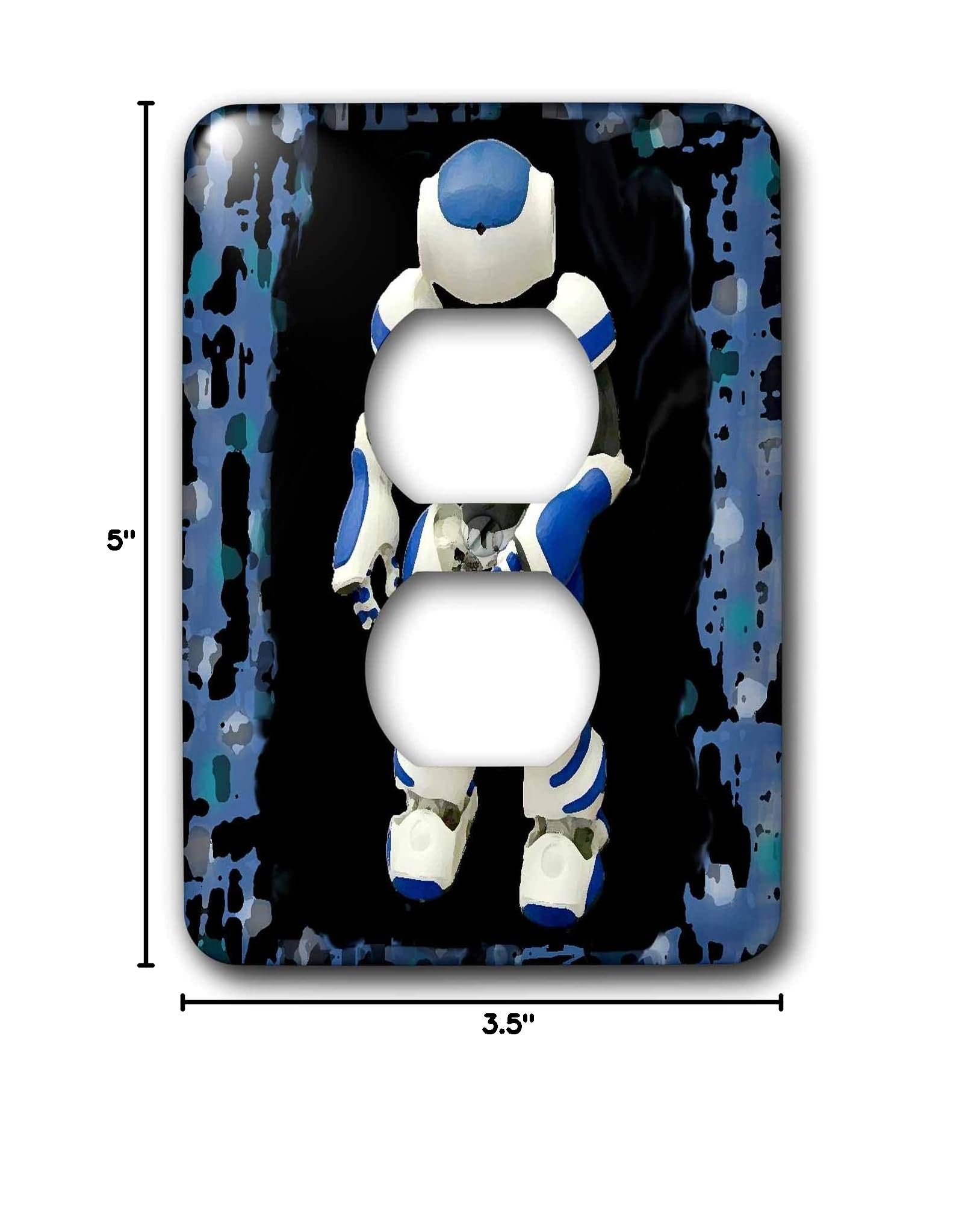 3dRose lsp_4460_6 Robot 2 Plug Outlet Cover - Decorative and Child-Safe Electrical Outlet Protector for Home, Office, and Nursery Safety