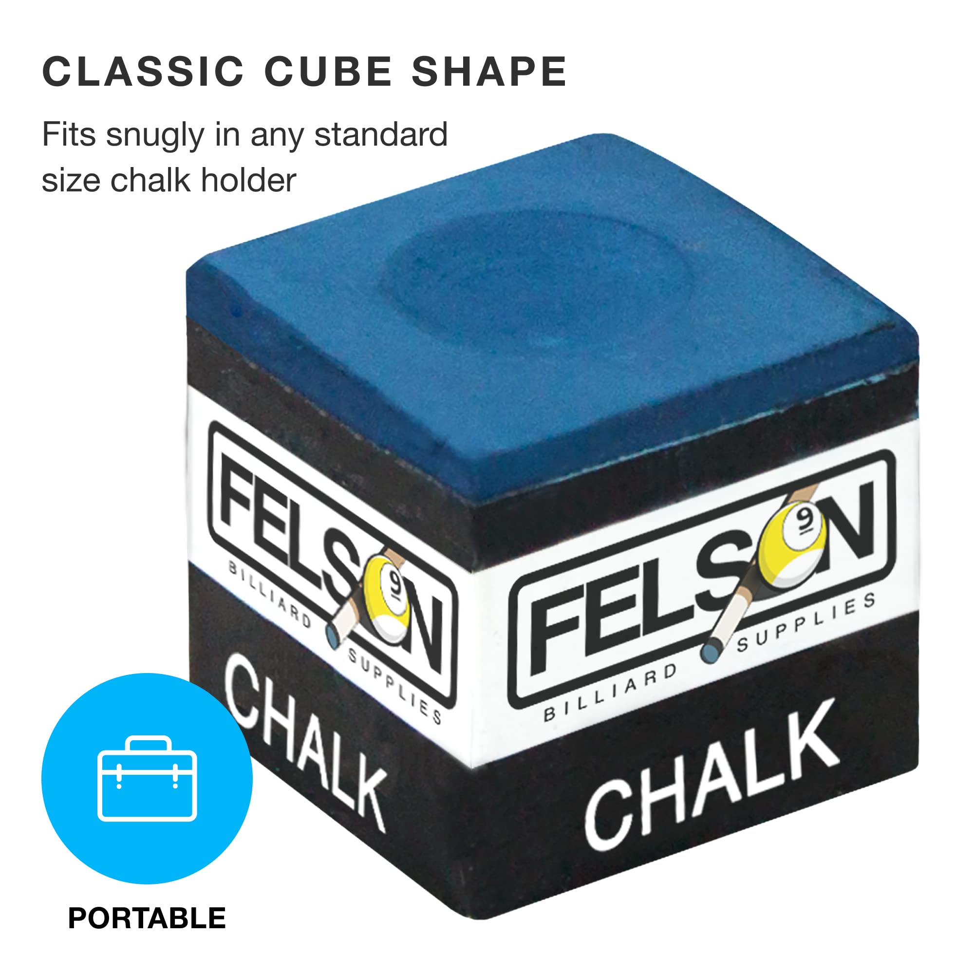 Felson Premium Pool Chalk Cubes - 12-Pack Billiard Accessories with Storage Box | High-Grip Cue Chalk for Pool Tables | Perfect for Home Game Rooms, Bars & Professional Tournaments