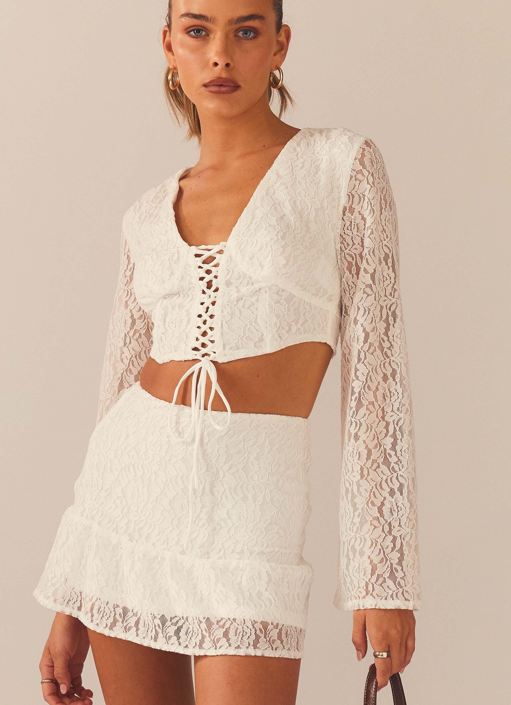 Free & Wild Lace Top Ivory - Elegant Women's Blouse for Party, Date Night & Special Occasions