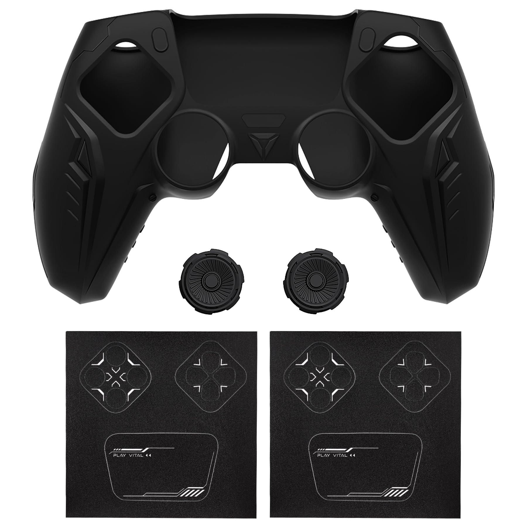 PlayVital PS5 Controller Cover - Anti-Slip Silicone Grip with Thumbstick Caps & Touchpad Protector, Compatible with Charging Dock for Gaming Comfort