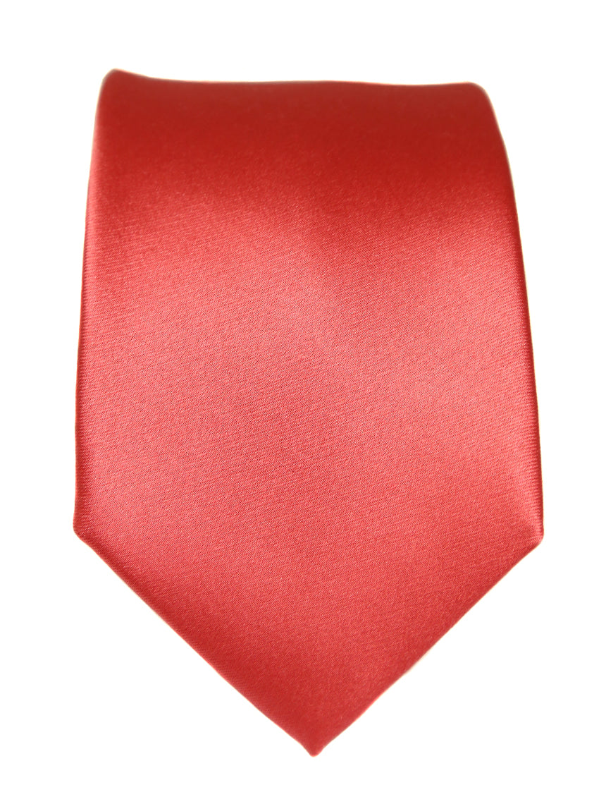 DÉCLIC Classic Plain Coral Necktie - Elegant Silk Tie for Men, Perfect for Weddings, Business Meetings & Formal Events