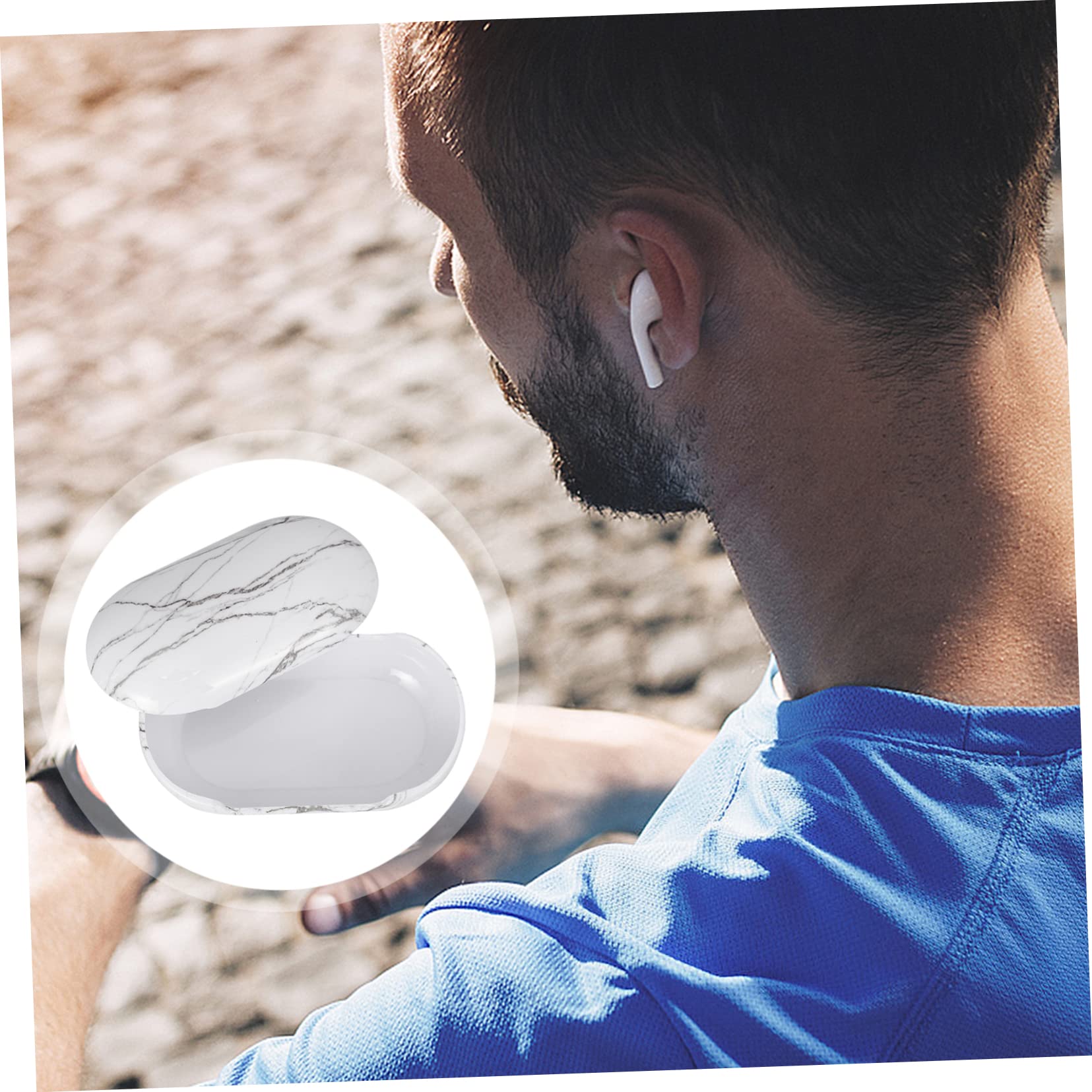 Hemobllo 3 Pack Marble Pattern Headphone Case Cover - Protective Shell for Wireless Headphones with Charging Port Access - White (Perfect for Travel, Gym & Daily Use)