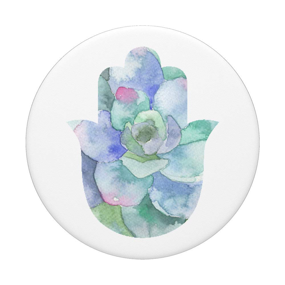 Hamsa Hand Watercolor Flower PopSockets PopGrip - Swappable Phone Grip for iPhone, Samsung & Tablets - Perfect for Yoga, Travel & Everyday Use