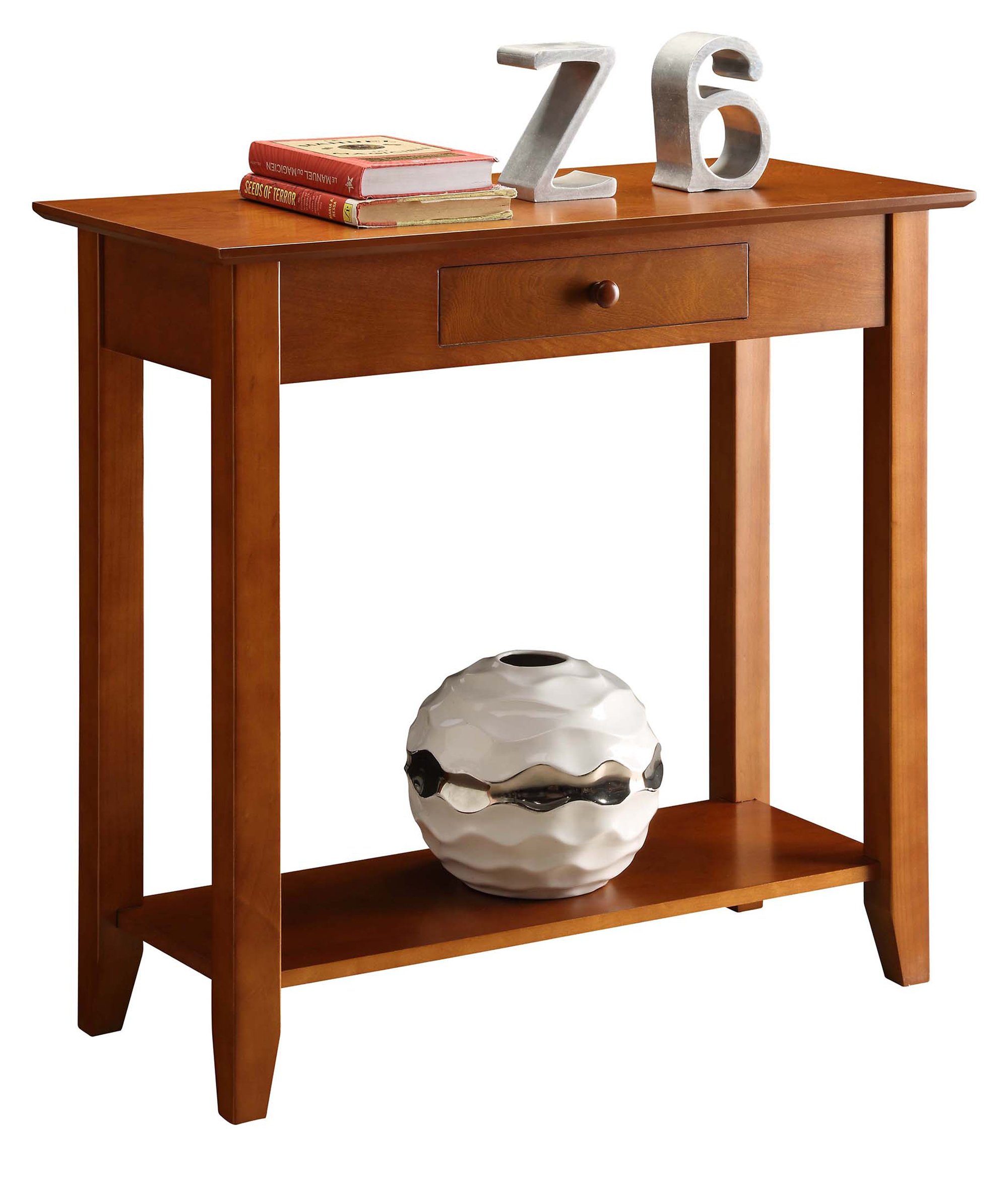 Convenience Concepts American Heritage 1-Drawer Hall Table with Shelf in Cherry Finish - Perfect for Entryway, Foyer & Small Space Organization