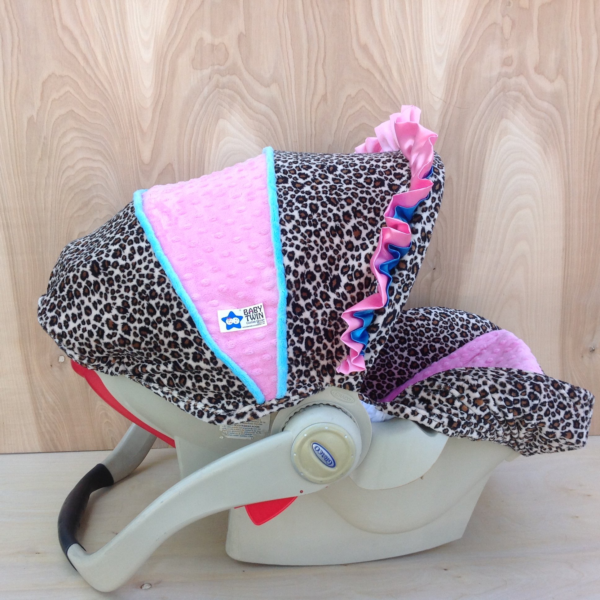 Cheetah Pink and Turquoise Baby Car Seat Cover - Soft, Breathable & Washable for Infants & Toddlers - Perfect for Travel, Shopping & Daily Use