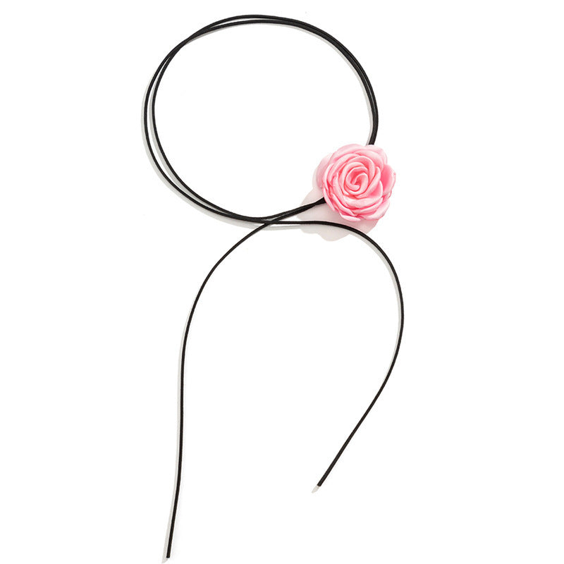 Rose Phantom Flower Suede Choker Necklace | Gothic Victorian Costume Jewelry | Perfect for Halloween, Cosplay & Vintage Fashion Outfits