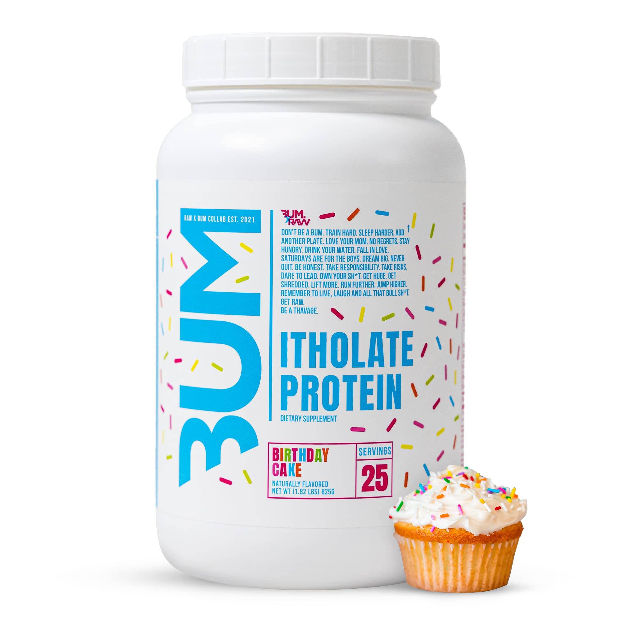 CBUM Itholate RAW Whey Isolate Protein Powder - Birthday Cake Flavor | 100% Grass-Fed, Low-Fat & Low-Carb Muscle Building & Recovery Supplement | 25 Servings | Ideal for Post-Workout, Meal Replacement & Fitness Nutrition