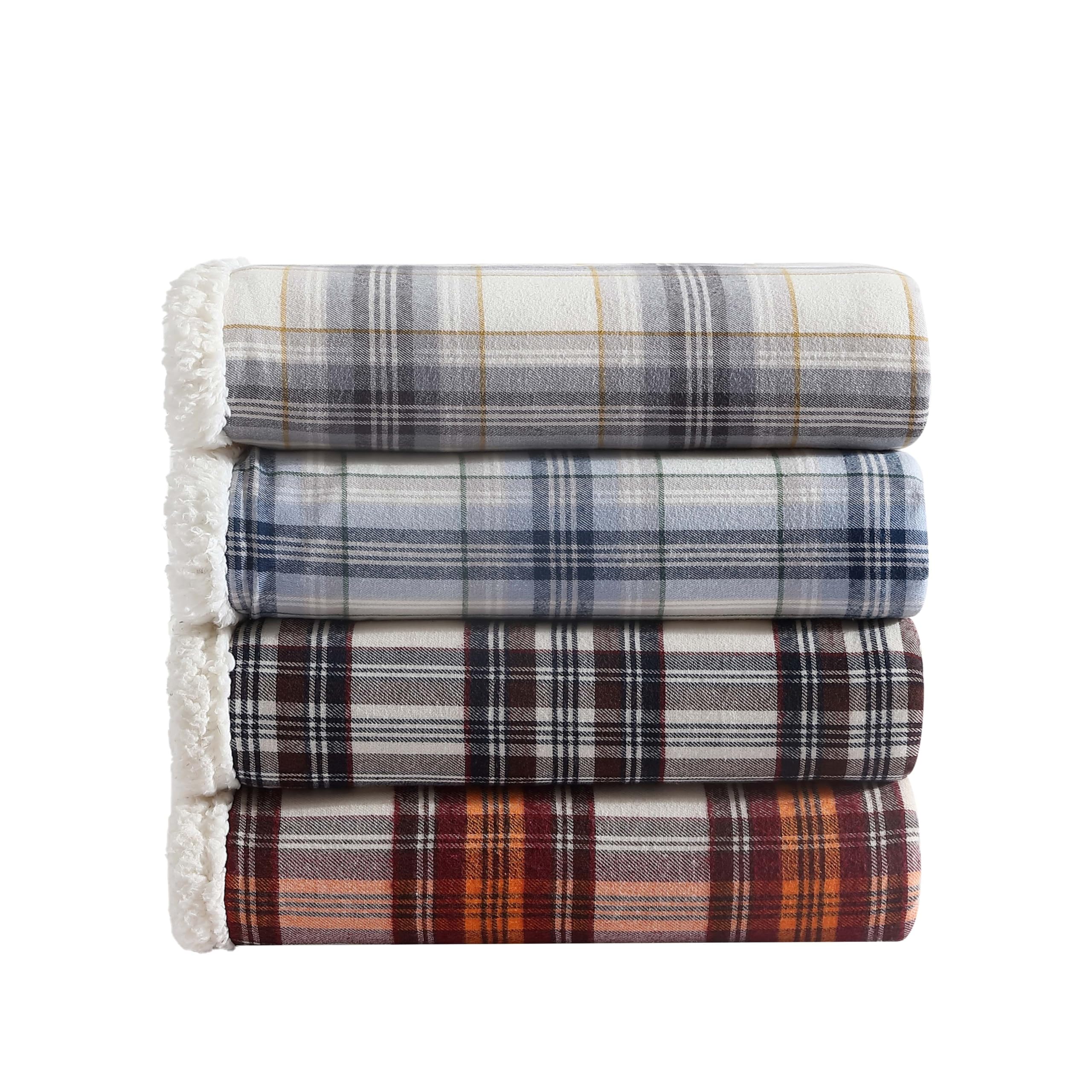 Eddie Bauer Super Soft Reversible Sherpa & Brushed Fleece Throw Blanket - Edgewood Plaid Blue | Cozy Bedding for Couch, Sofa & Lounging | Perfect for Netflix Nights, Camping & Winter Warmth