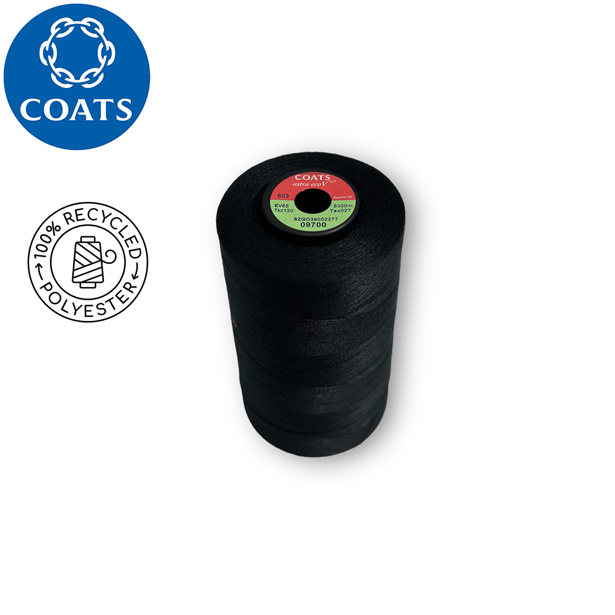 Eco-Friendly Astra EcoVerde 120 Recycled Polyester Thread - 5000m Cones for Sewing, Quilting & Crafting | Sustainable Sewing Supplies for Eco-Conscious Makers