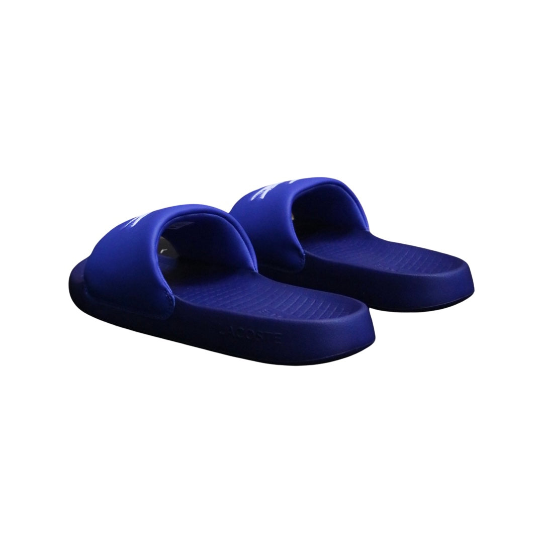 Lacoste Men's Serve Slide 1.0 Sandals - Blue & White Comfortable Slides for Casual Wear, Beach, Pool & Summer Outfits
