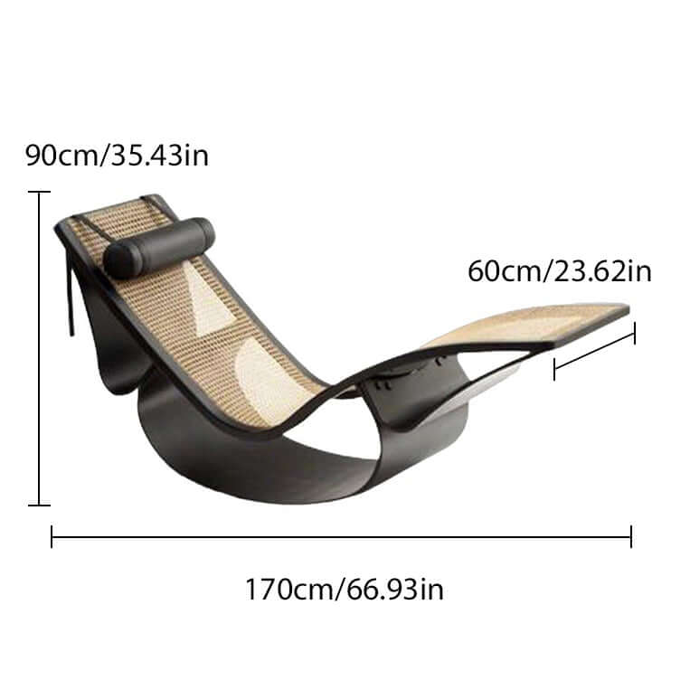 Vintage Cane Wood Chaise Lounge Chair - Black - Perfect for Living Room, Bedroom, or Patio Relaxation