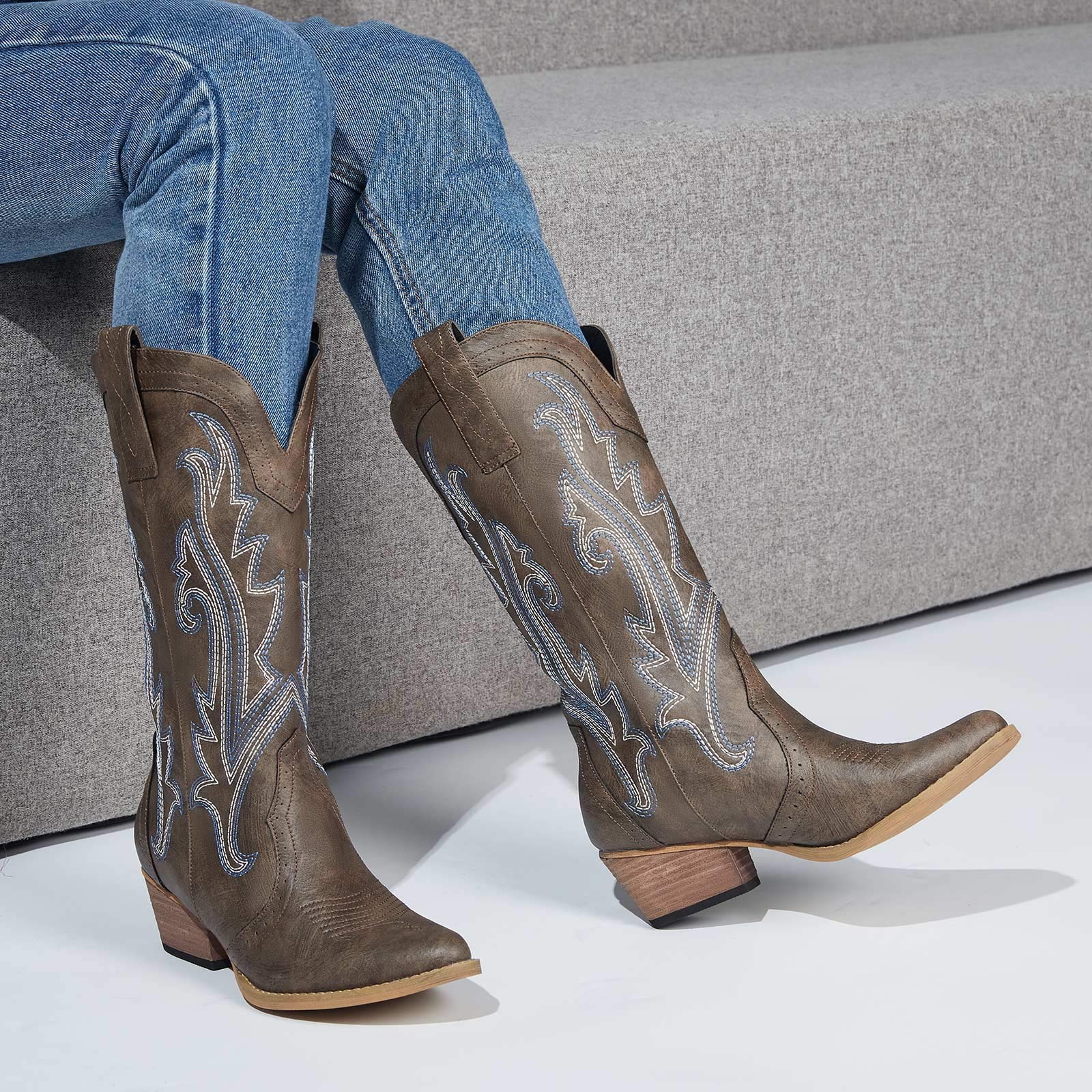HISEA Women's Cowboy Boots - Western Cowgirl Boots with Pointed Toe for Fashion & Riding | Perfect for Country Music Festivals, Rodeos & Casual Outfits