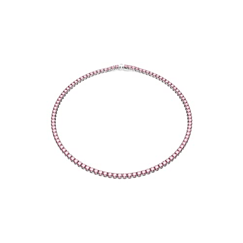 Bright Pink Crystals on Rhodium Finish