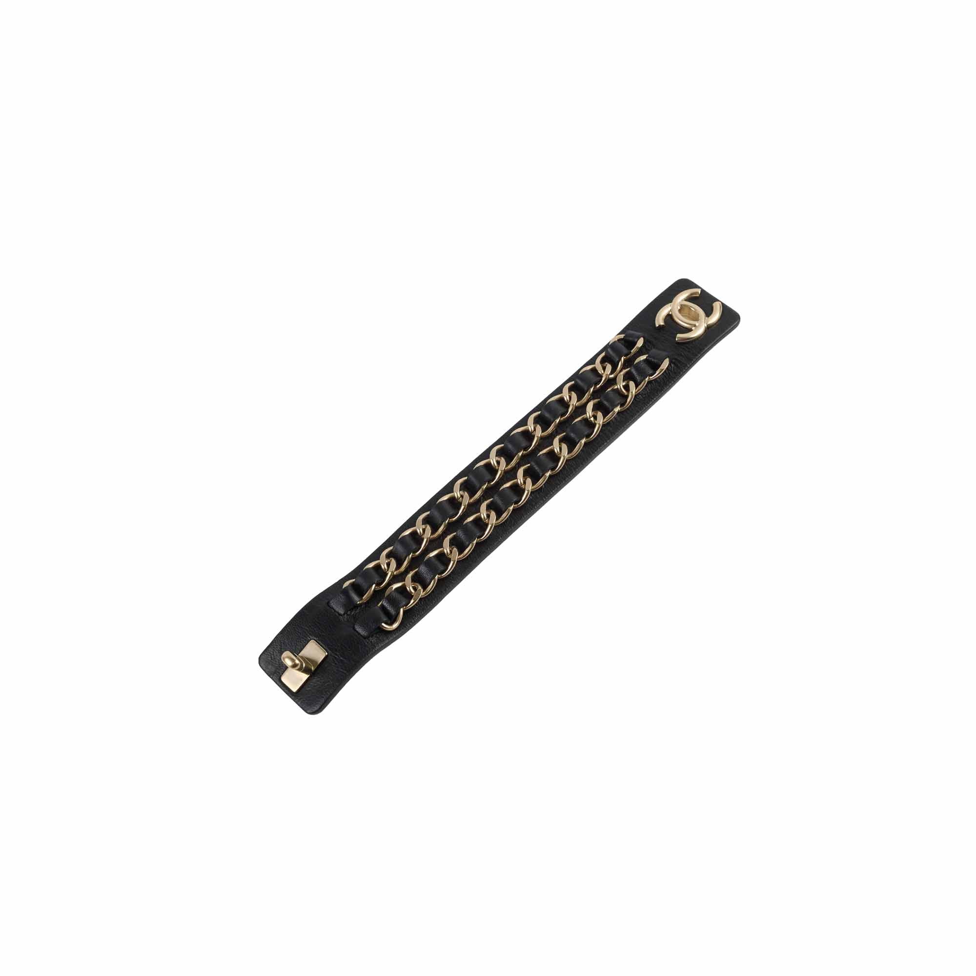 Chanel Black Leather Chain Bracelet for Women - Adjustable Size L - Luxury Fashion Jewelry Gift for Birthday, Anniversary & Special Occasions