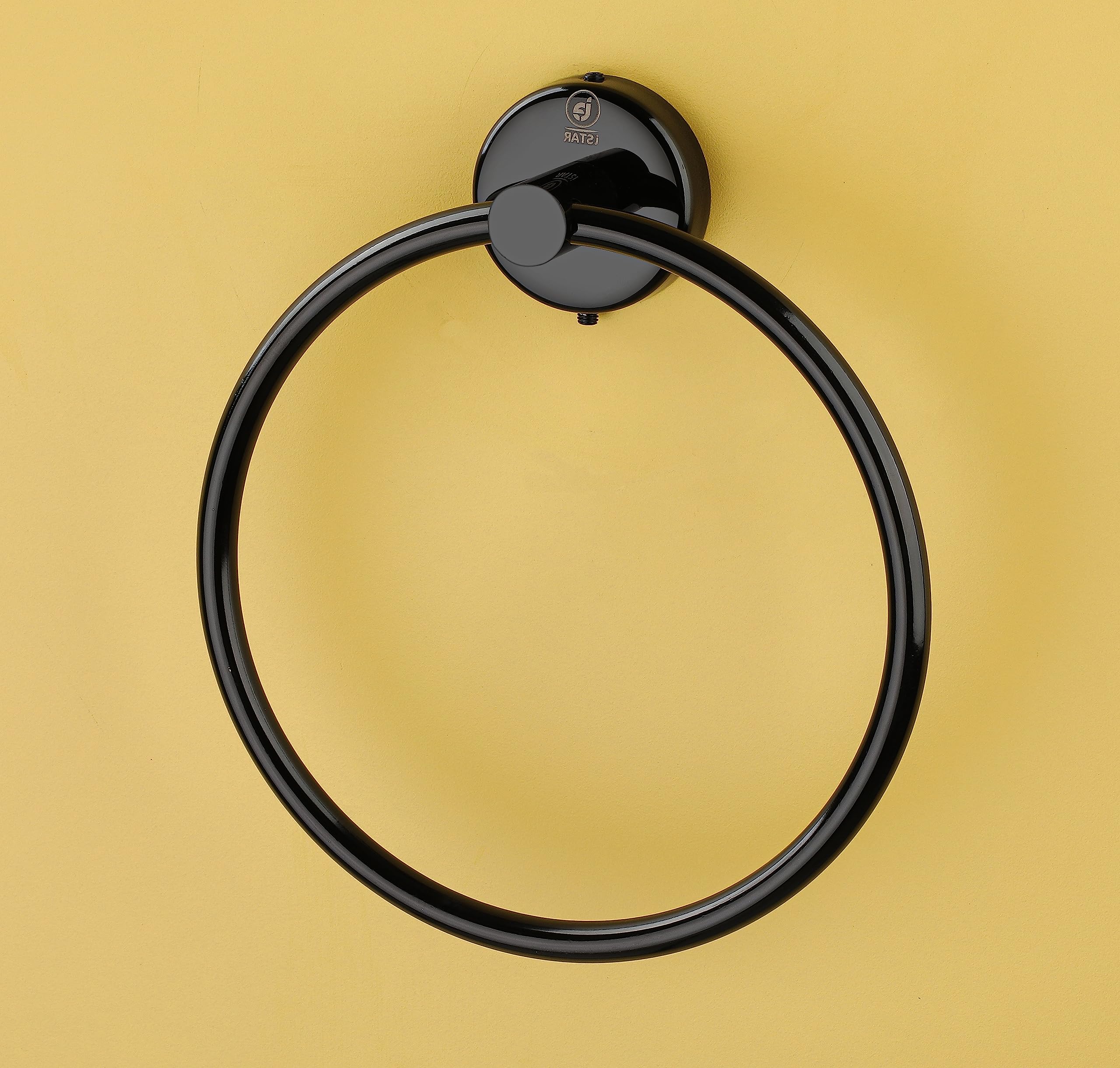 iSTAR Stainless Steel Towel Ring - Napkin Holder for Kitchen & Bathroom - Black Finish (Pack of 1) - Perfect for Hand Towels, Dish Cloths, and Decorative Napkins in Modern Homes