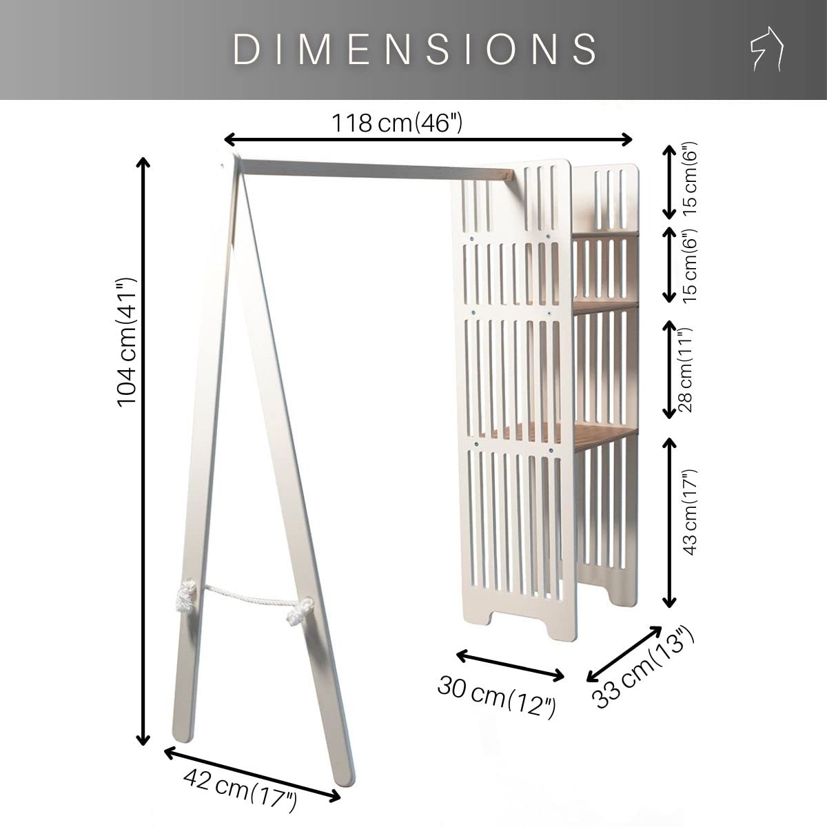 EWART WOODS Kids Wooden Wardrobe - Montessori Clothing Rack & Dress Up Storage for Toddlers - Children's Room Furniture for Closet Organization (Perfect for Bedroom, Playroom & Daycare)