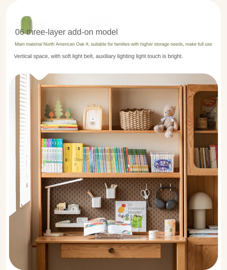 Solid Wood Study Desk with Shelf - Beech & Oak Wooden Writing Desk for Home Office, Study Room, or Library - Durable & Stylish Workspace Solution
