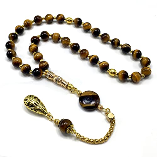 Tiger Eye Stone-Gold Tassel
