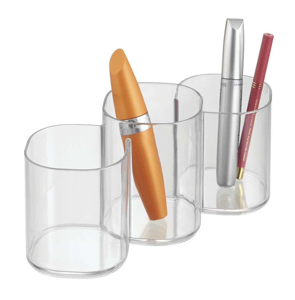 iDesign Clarity Collection Clear Acrylic Vanity Organizer - 3-Tier Cosmetic Storage Cabinet for Makeup Brushes & Skincare (8.2