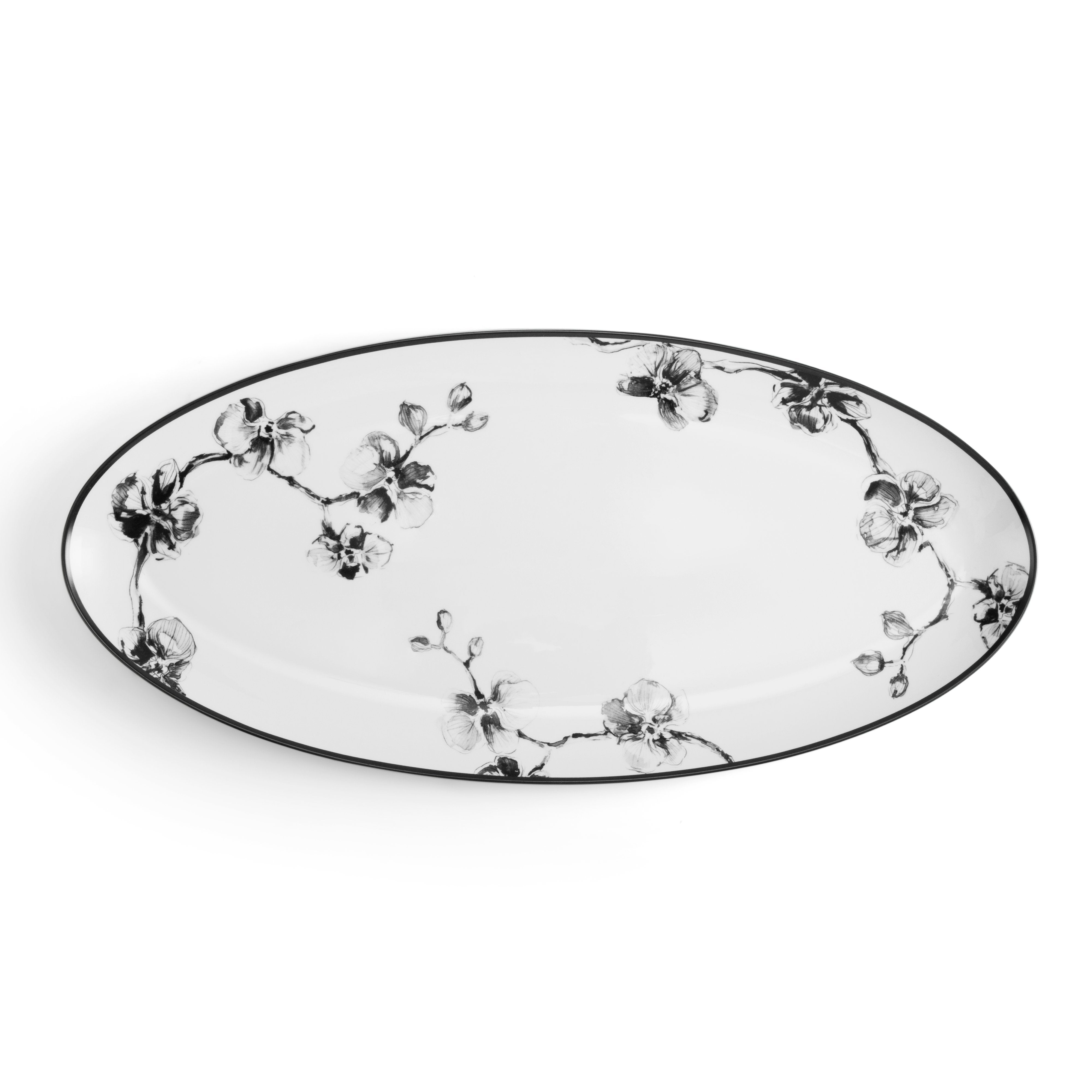 Elegant Black Orchid Serving Platter - Large Decorative Tray for Entertaining, Dining, and Home Decor - Perfect for Parties, Weddings, and Holiday Gatherings