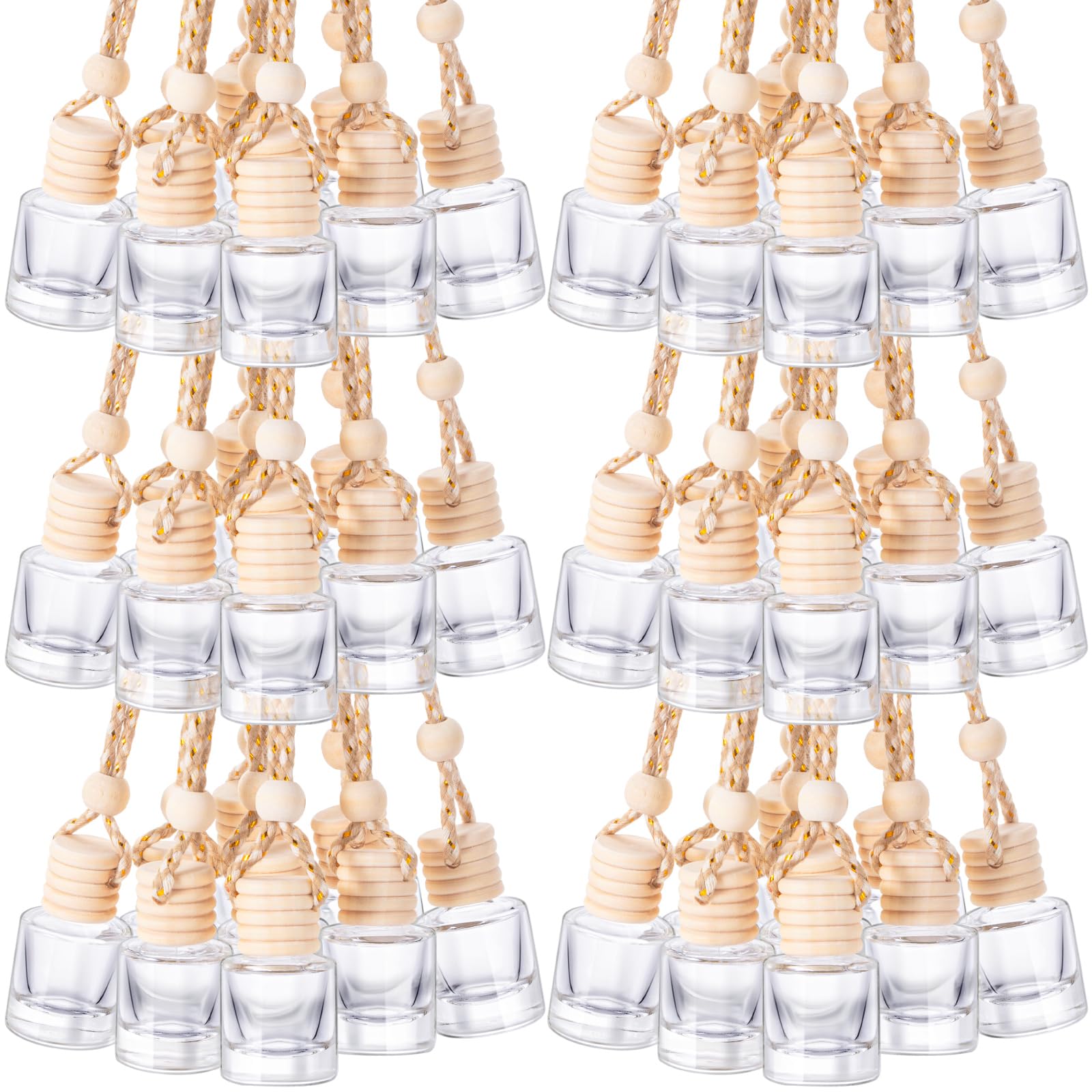 Domensi 350-Piece Bulk Hanging Car Diffuser Air Freshener Kit - Empty Refillable Glass Perfume Bottles & Aromatherapy Pendants for Auto Interior Decor - Perfect for Cars, Offices, and Home Fragrance