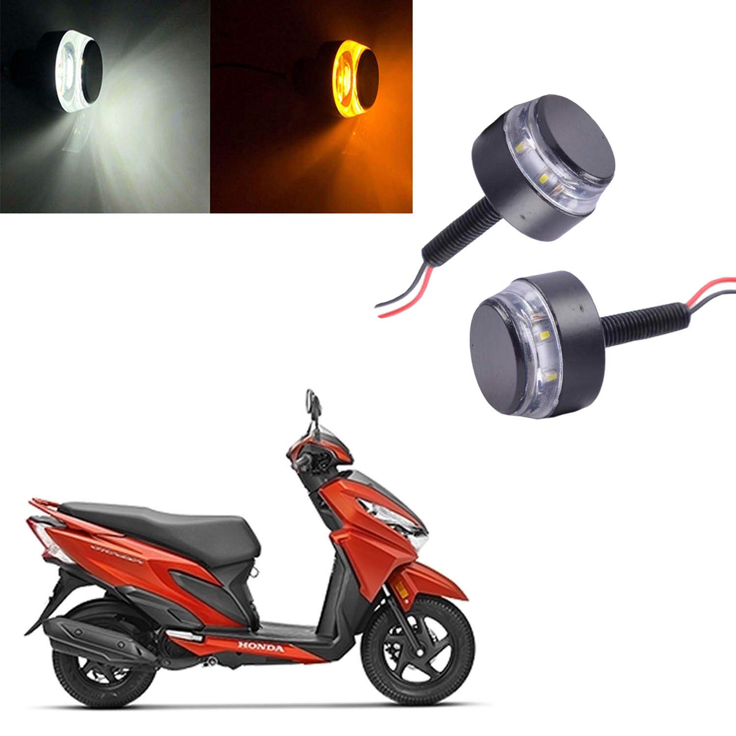 Vagary Motorcycle LED Turn Signal Handlebar Lights - Set of 2 for Honda Grazia, Bright Safety Indicators for Night Riding and Urban Commuting