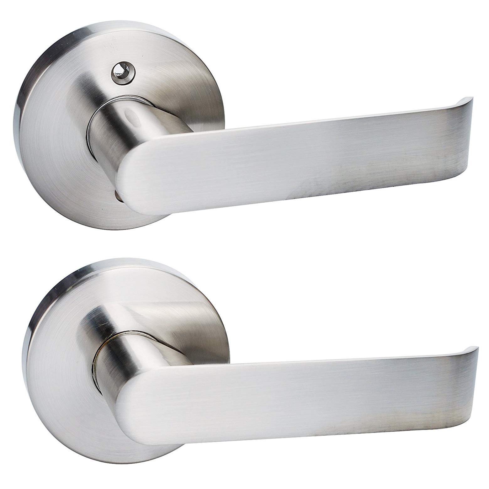 Heavy Duty Satin Nickel Lever Handle Lock for Hall & Closet Doors - Non-Locking Passage Door Hardware (HTL02) - Perfect for Bedrooms, Bathrooms & Interior Doors