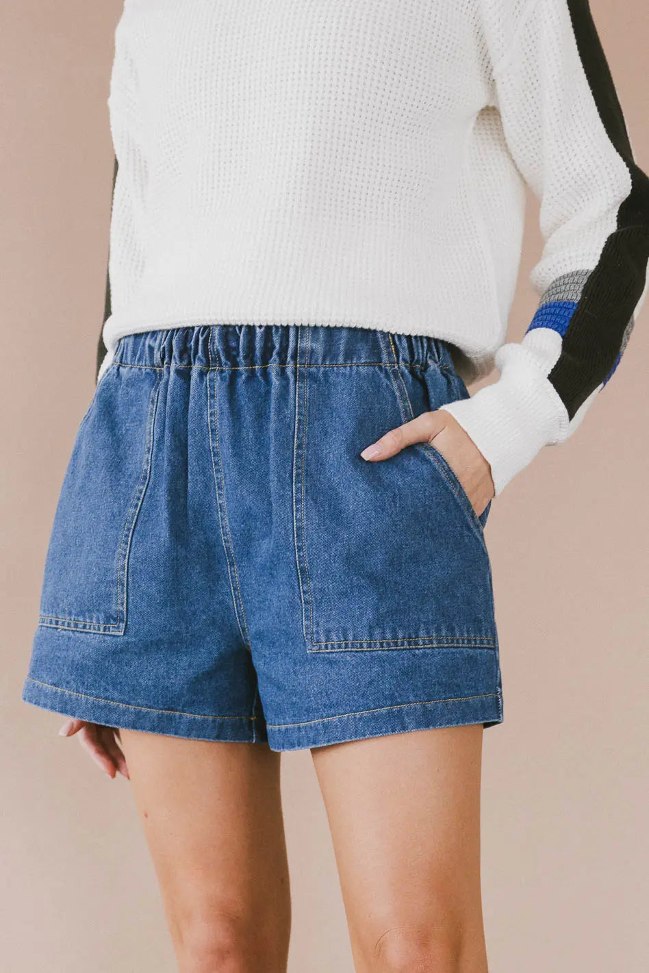 Luxor Women's High Waist Denim Shorts - Comfortable Stretch Denim Shorts for Summer | Perfect for Casual Outings, Beach Trips & Outdoor Activities