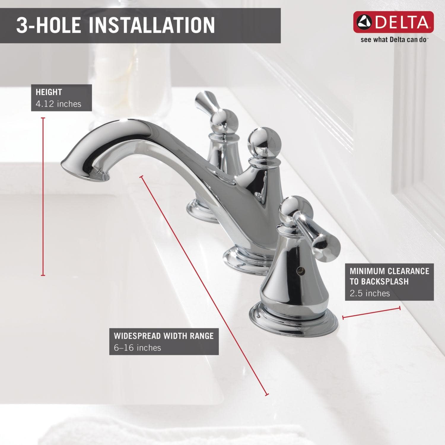 Delta Faucet Haywood Widespread Bathroom Faucet in Chrome - 3 Hole Bathroom Sink Faucet with Drain Assembly (Model 35999LF) - Perfect for Modern Bathroom Vanities and Powder Rooms