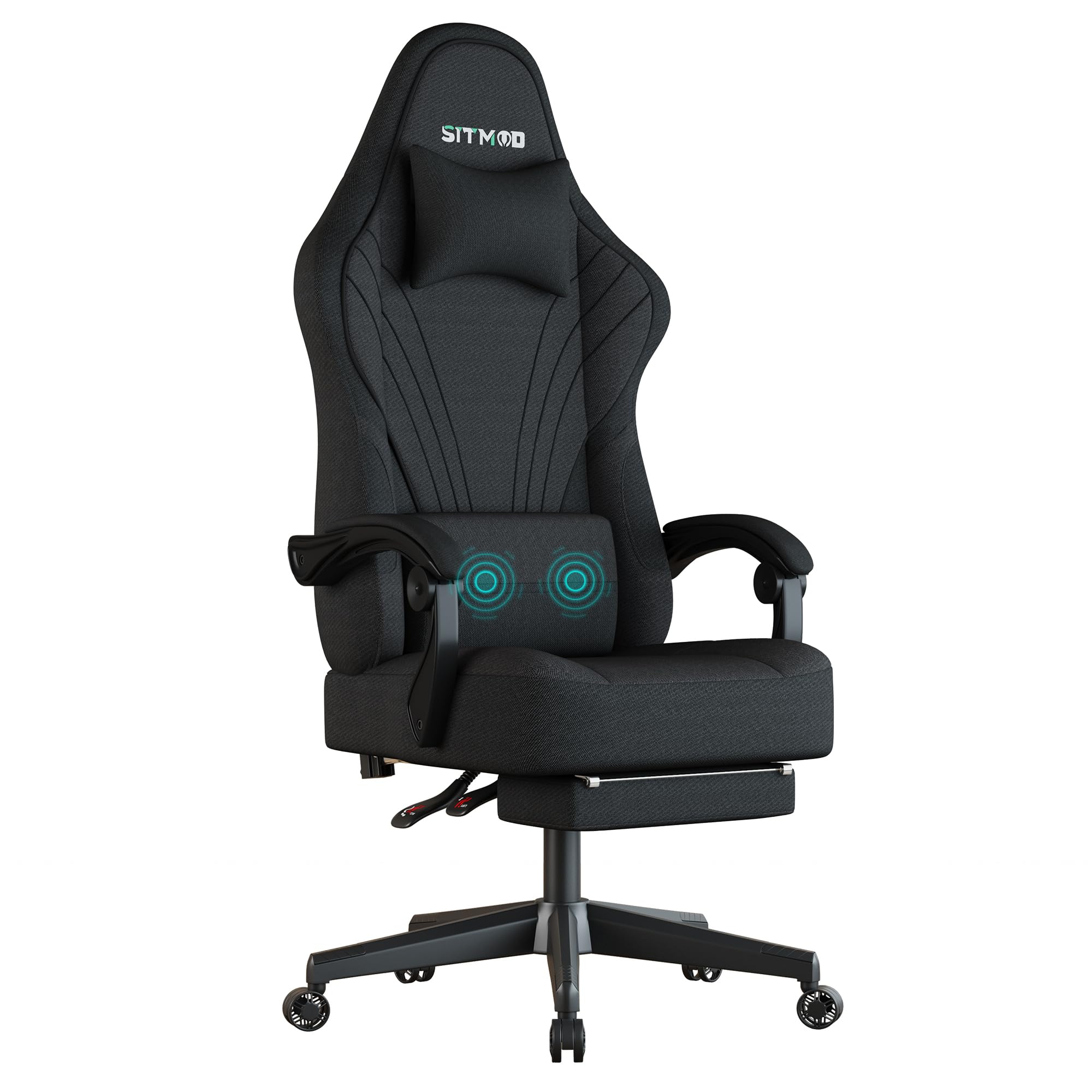 SITMOD Ergonomic Gaming Chair with Footrest & Lumbar Support - Adjustable Height 360° Swivel Office Computer Chair for Big & Tall Adults - Perfect for Home Gaming Setup, Workstation & Office Use (Black)