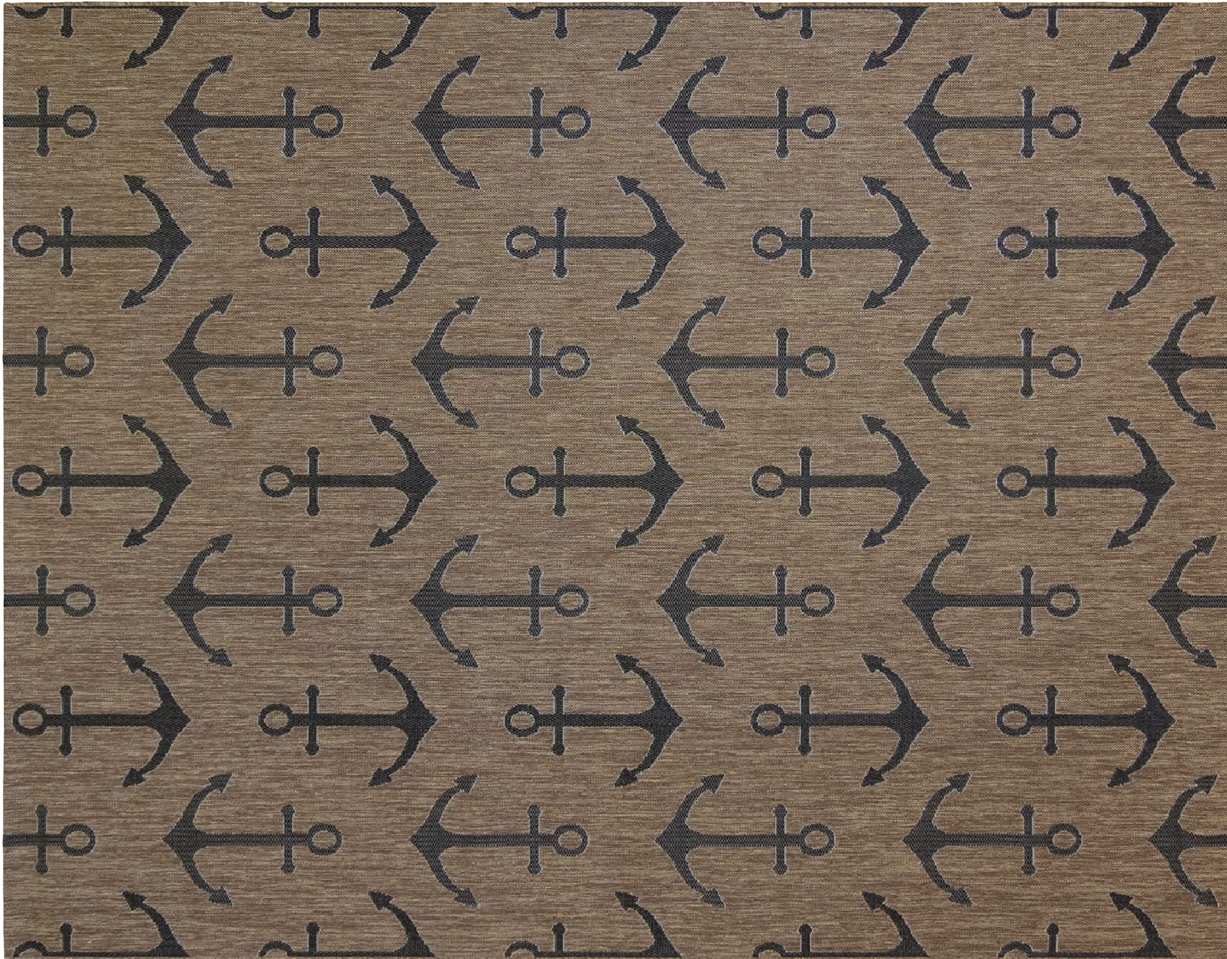 Gertmenian Indoor Outdoor Area Rug 6x9 Ft - Classic Flatweave Washable Rug, Stain & UV Resistant Carpet for Deck, Patio, Poolside & Mudroom - Medium Anchors Nut Brown Black (22216) - Perfect for Outdoor Entertaining, Beach Houses & High-Traffic Areas