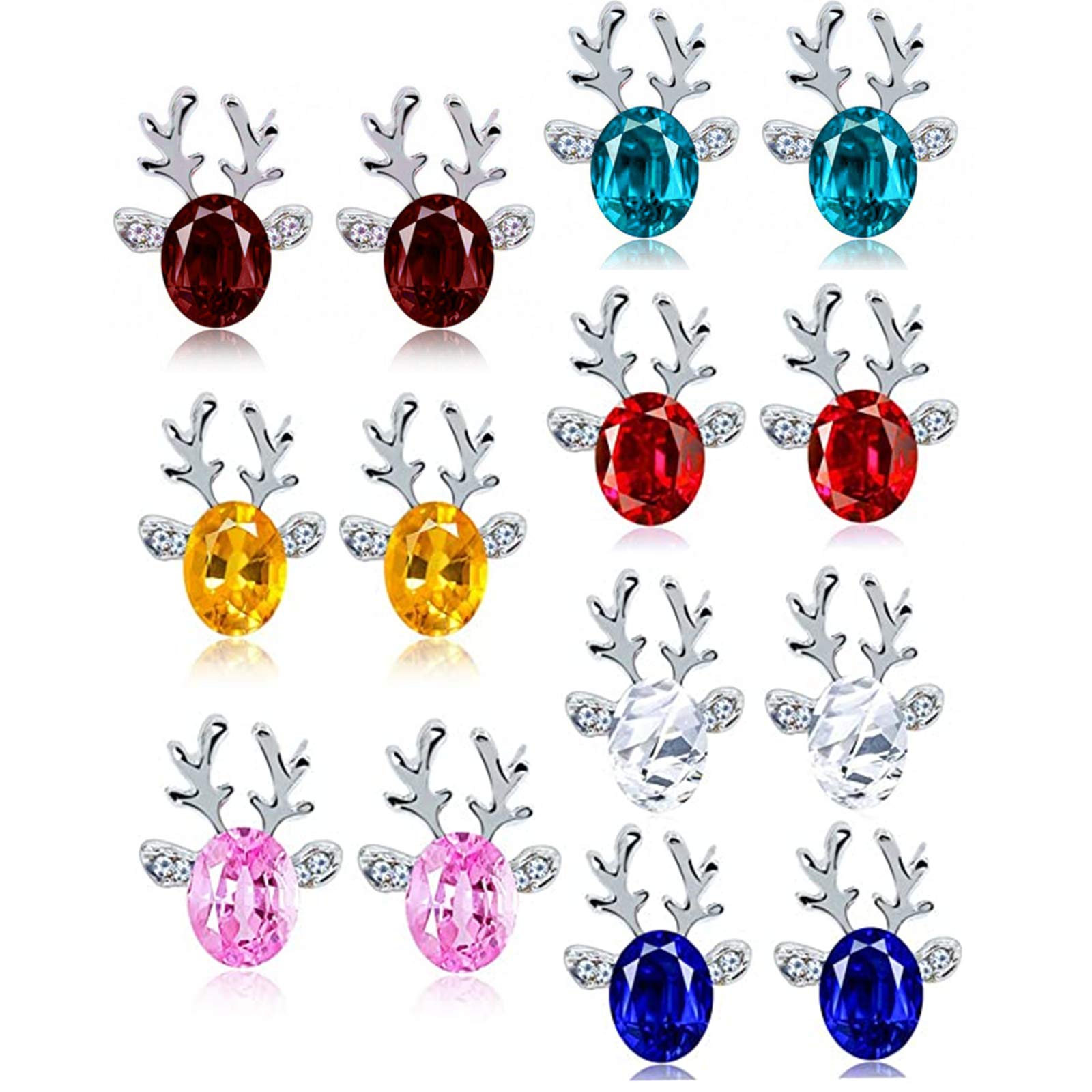 Luxury Christmas Reindeer Earrings for Women & Girls - Crystal Xmas Earrings Set, Perfect Holiday Birthday Gift - Elegant Dimensional Design for Parties & Festive Occasions (Fashion Set:B)