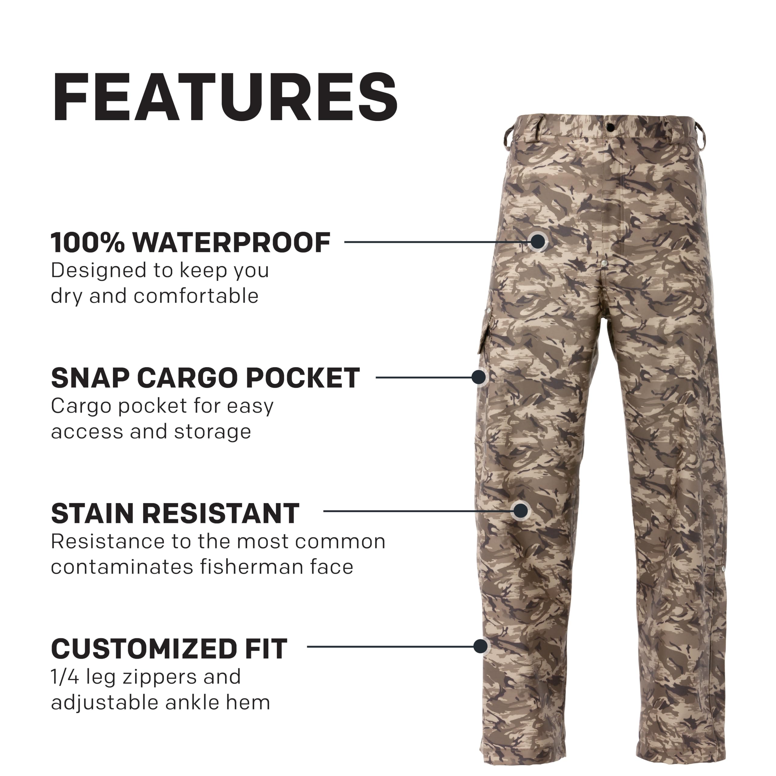 Grundens Men's Neptune Waterproof Breathable Fishing Pants - Durable Rain Pants for Commercial Fishing, Boating & Outdoor Activities