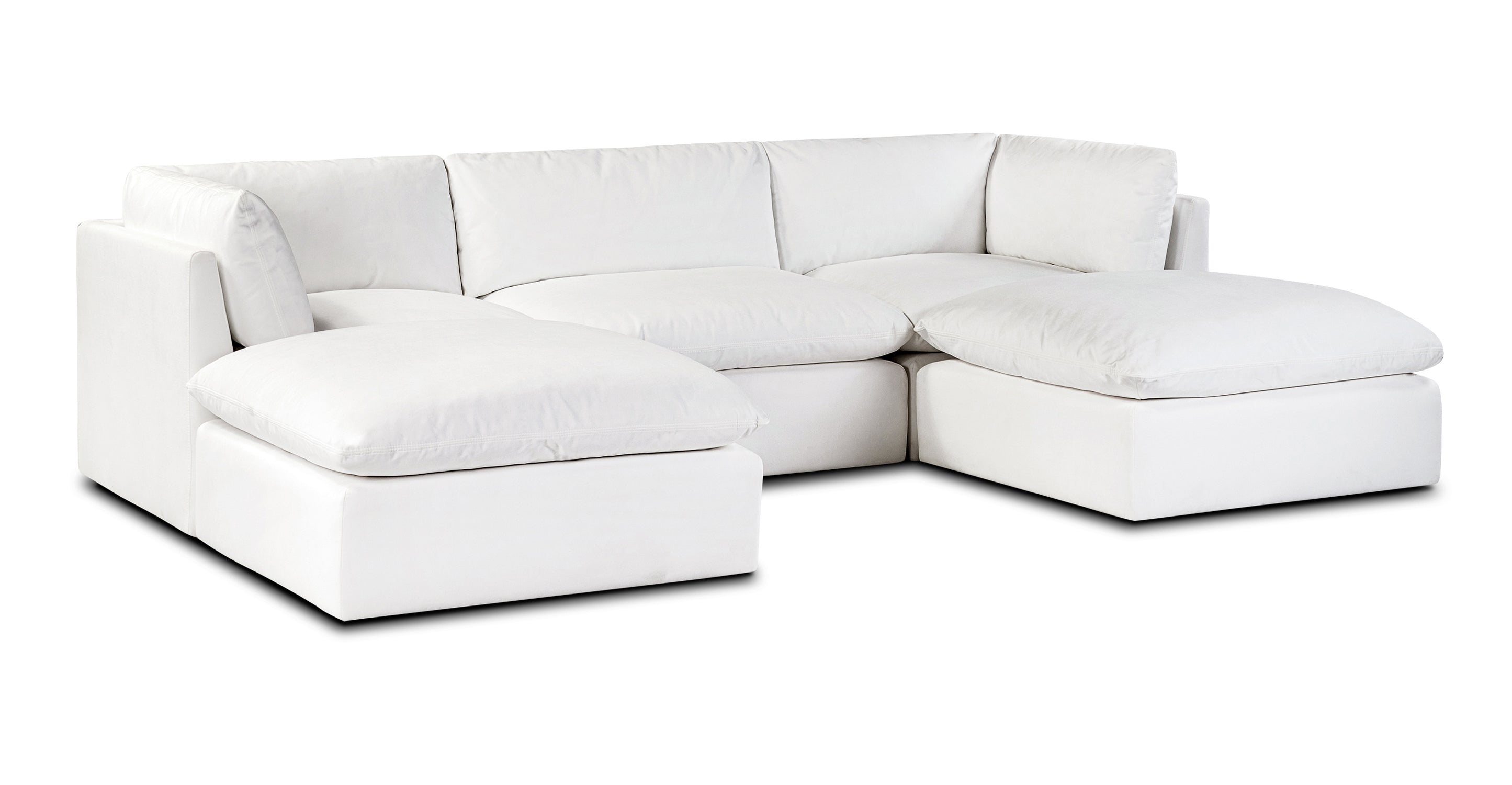 5-Seat Davos Modular Double Chaise Sectional Sofa - Modern L-Shaped Living Room Couch with Reversible Chaise for Home, Apartment & Office Lounge
