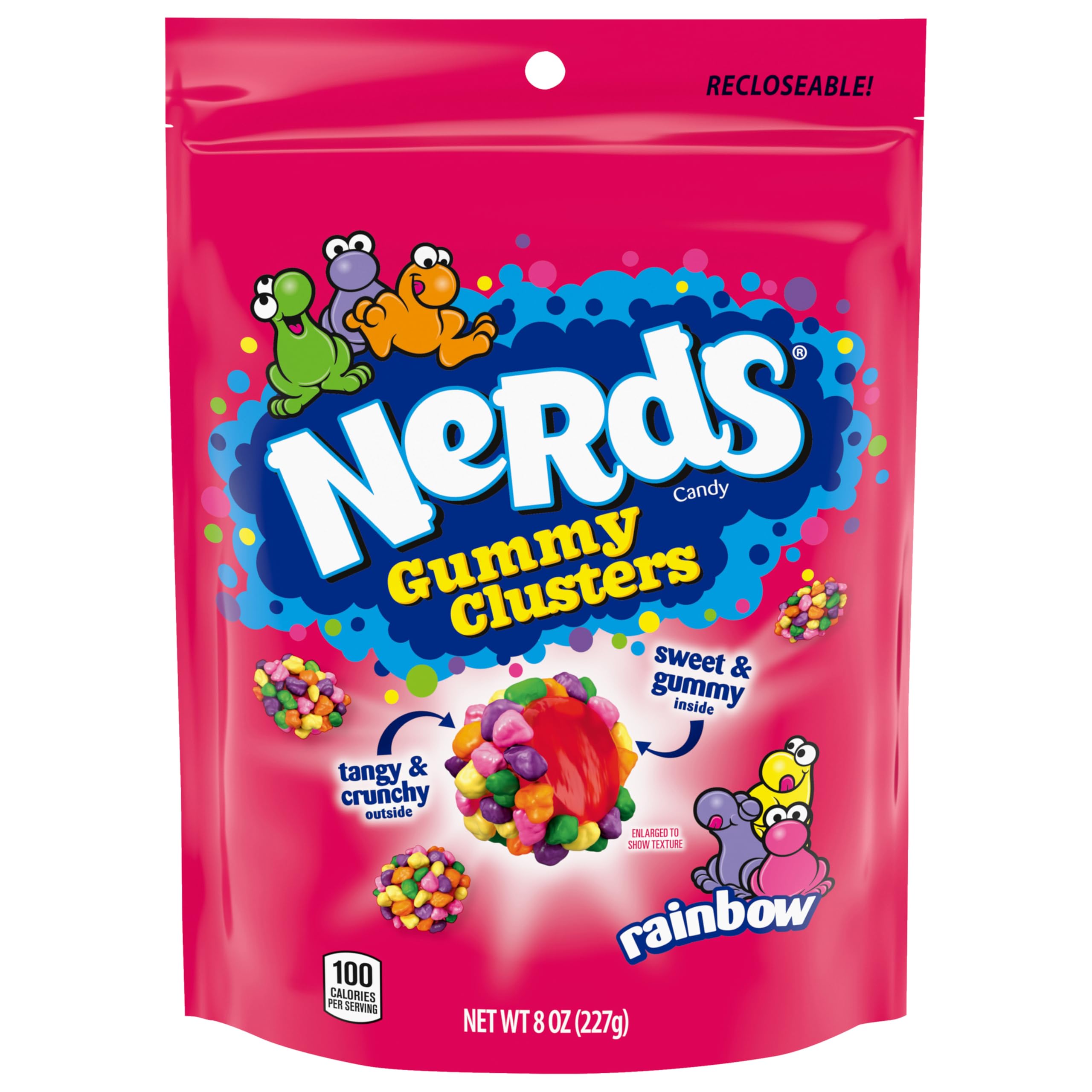 NERDS Gummy Clusters Candy - Rainbow Flavored Crunchy & Chewy Candy - 8 oz Pack - Perfect for Halloween, Parties & Movie Snacks