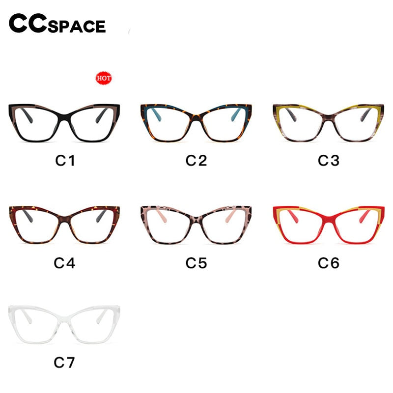 CCspace Women's Full Rim Square Cat Eye Titanium Eyeglasses Frame - Lightweight TR90 for All-Day Comfort | Perfect for Office, Reading & Fashion Accessories