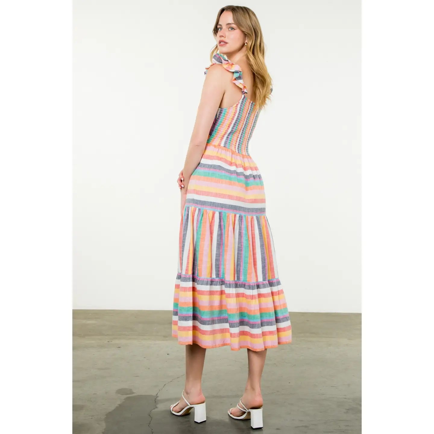 Delaney Striped Dress for Women - Flowy Summer Midi Dress with Pockets | Perfect for Beach, Vacation & Casual Outings