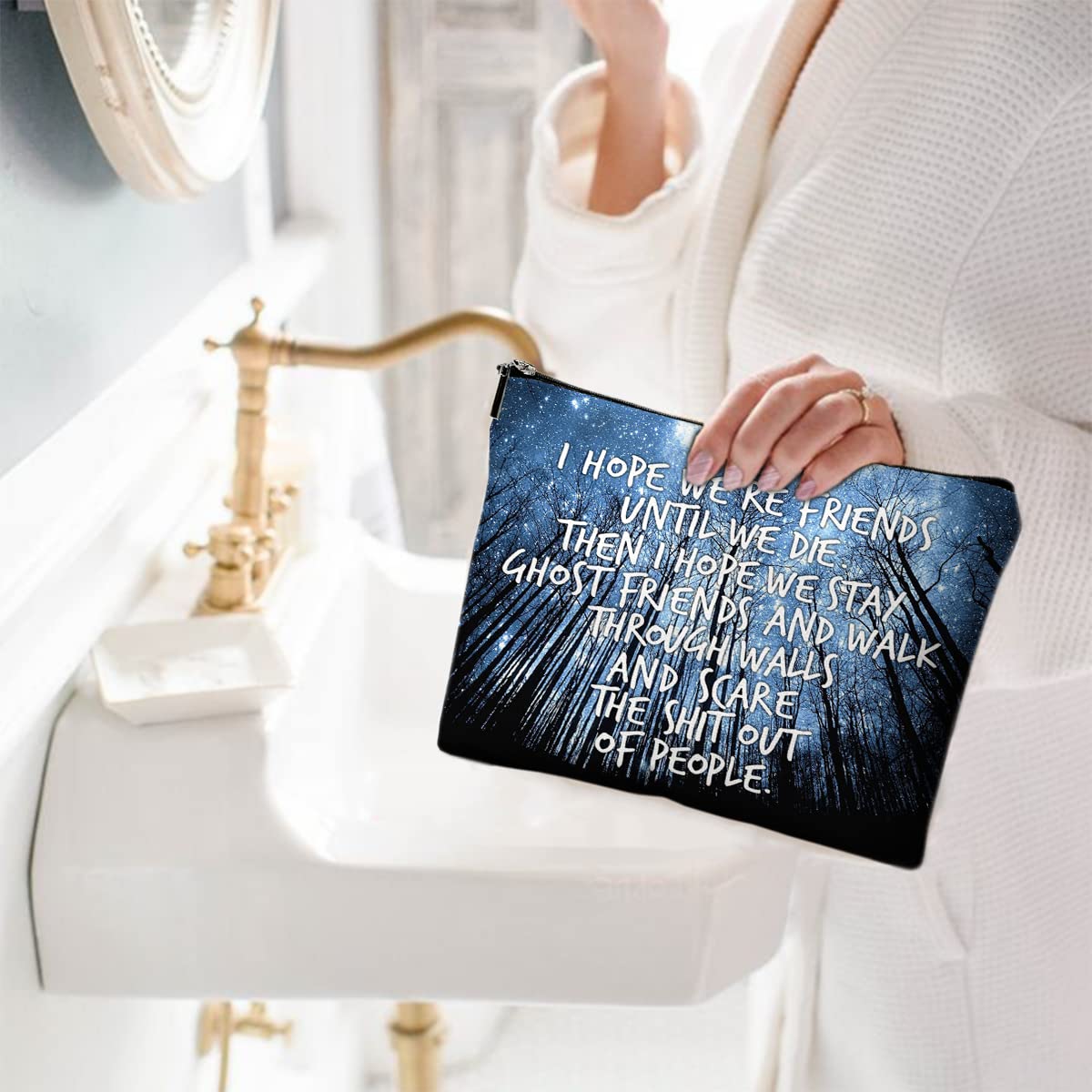 Waterproof Canvas Makeup Bag for Women - Cute Cosmetic Travel Pouch with Zipper, Funny Toiletry Organizer for Purse, Perfect Gift for Friends - Ideal for Travel, Gym, and Daily Use