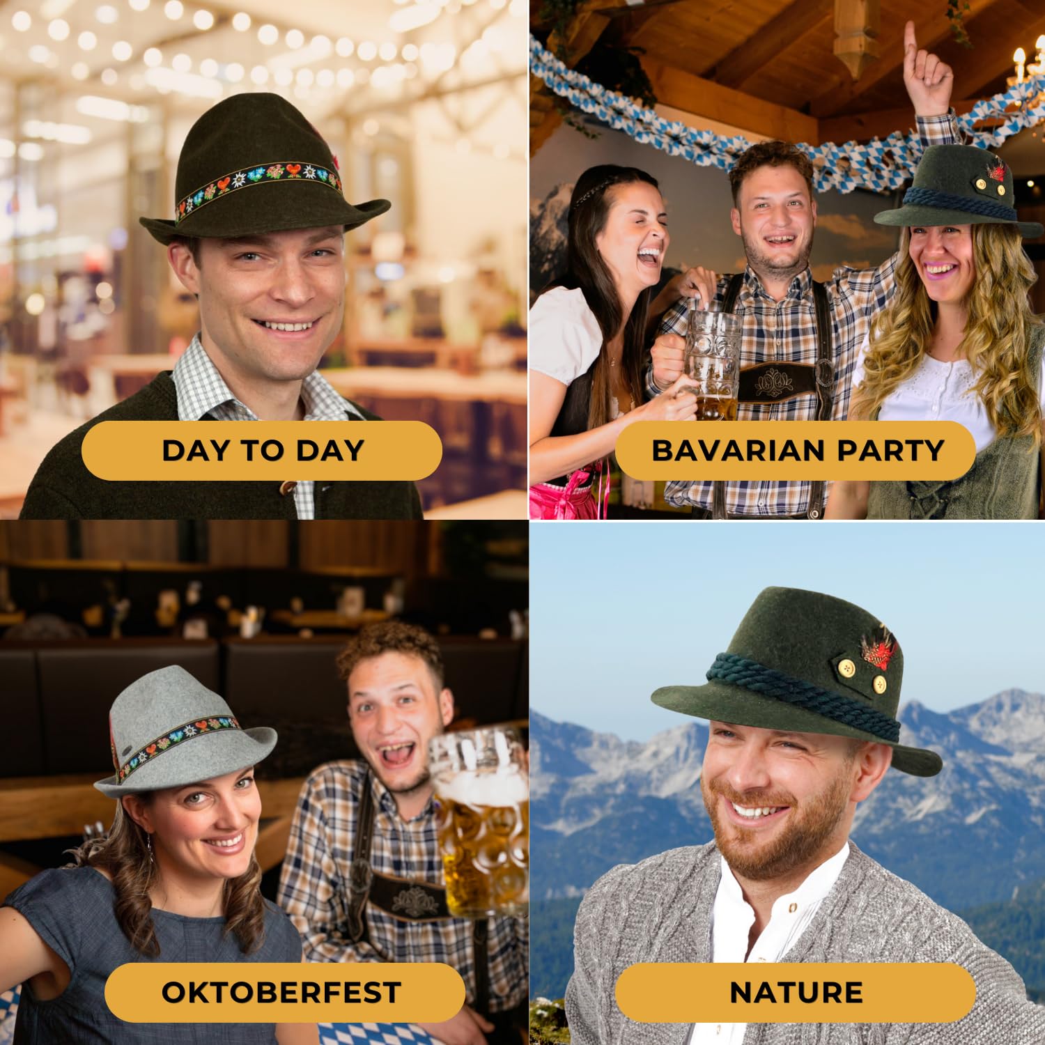 Premium Oktoberfest German Beer Hat - Authentic Bavarian Costume Accessory for Oktoberfest, Halloween & Themed Parties - Perfect for Festivals, Cosplay & Fun Events