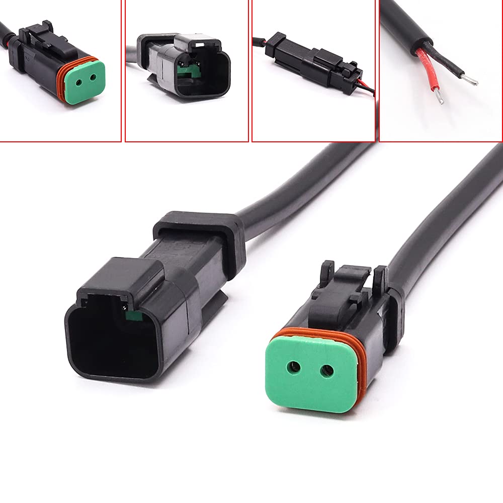 DT Connector 14AWG Terminal Kit - Waterproof Male/Female Adapter for 12V/24V Wiring - Perfect for LED Light Bars, Work Lights & Fog Lamps (5-Piece Set) - Ideal for Off-Road Vehicles, Trucks & Marine Applications