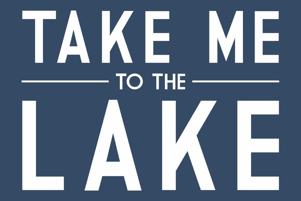 Take Me to the Lake Navy Blue 24x36 Signed Art Print - Premium Wall Decor Poster for Living Room, Bedroom & Office - Coastal Landscape Painting for Home Decoration
