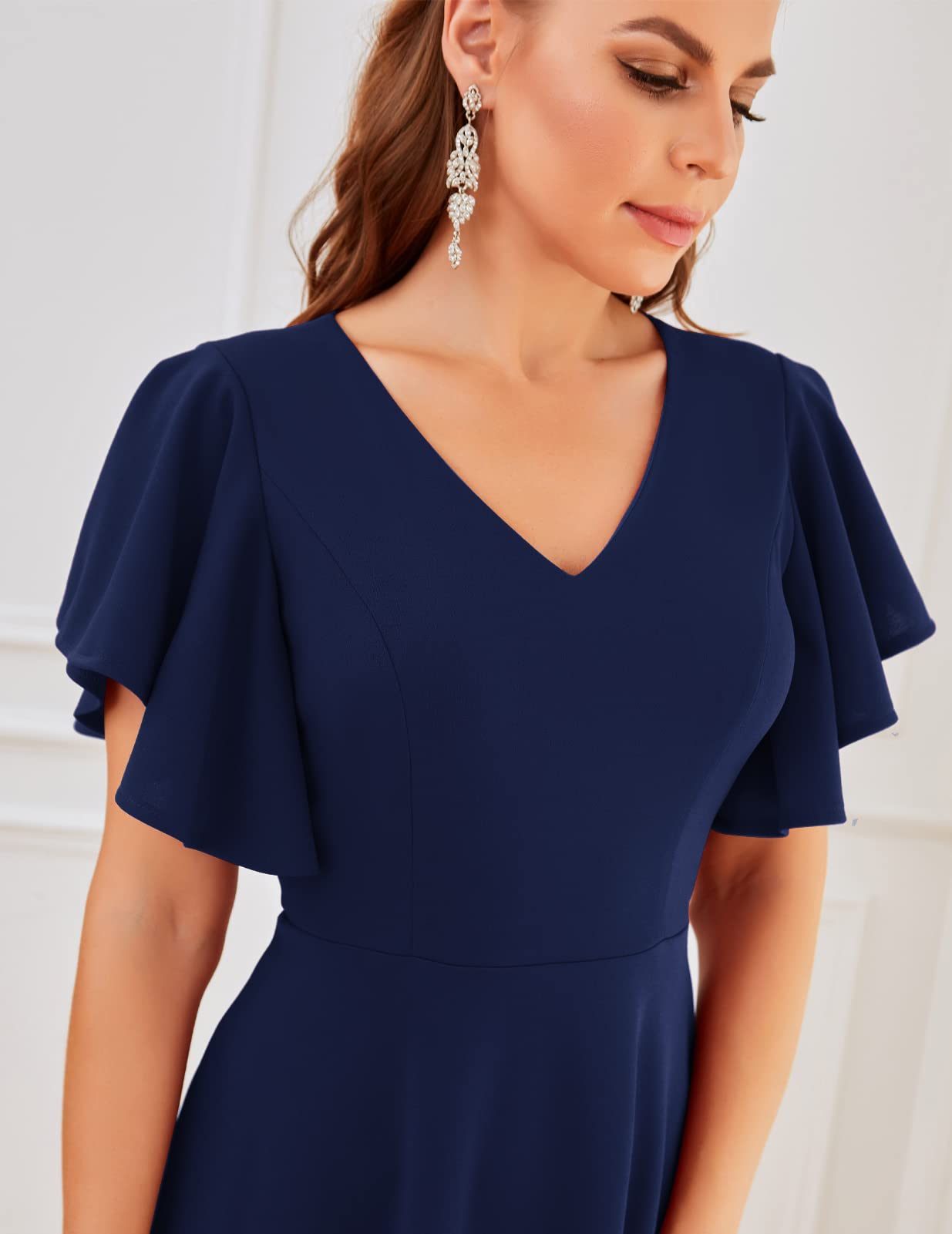 Elegant 2024 Women's Bridesmaid & Wedding Guest Cocktail Dresses - Sleeved Midi Formal Dress for Tea Parties, Receptions & Special Occasions