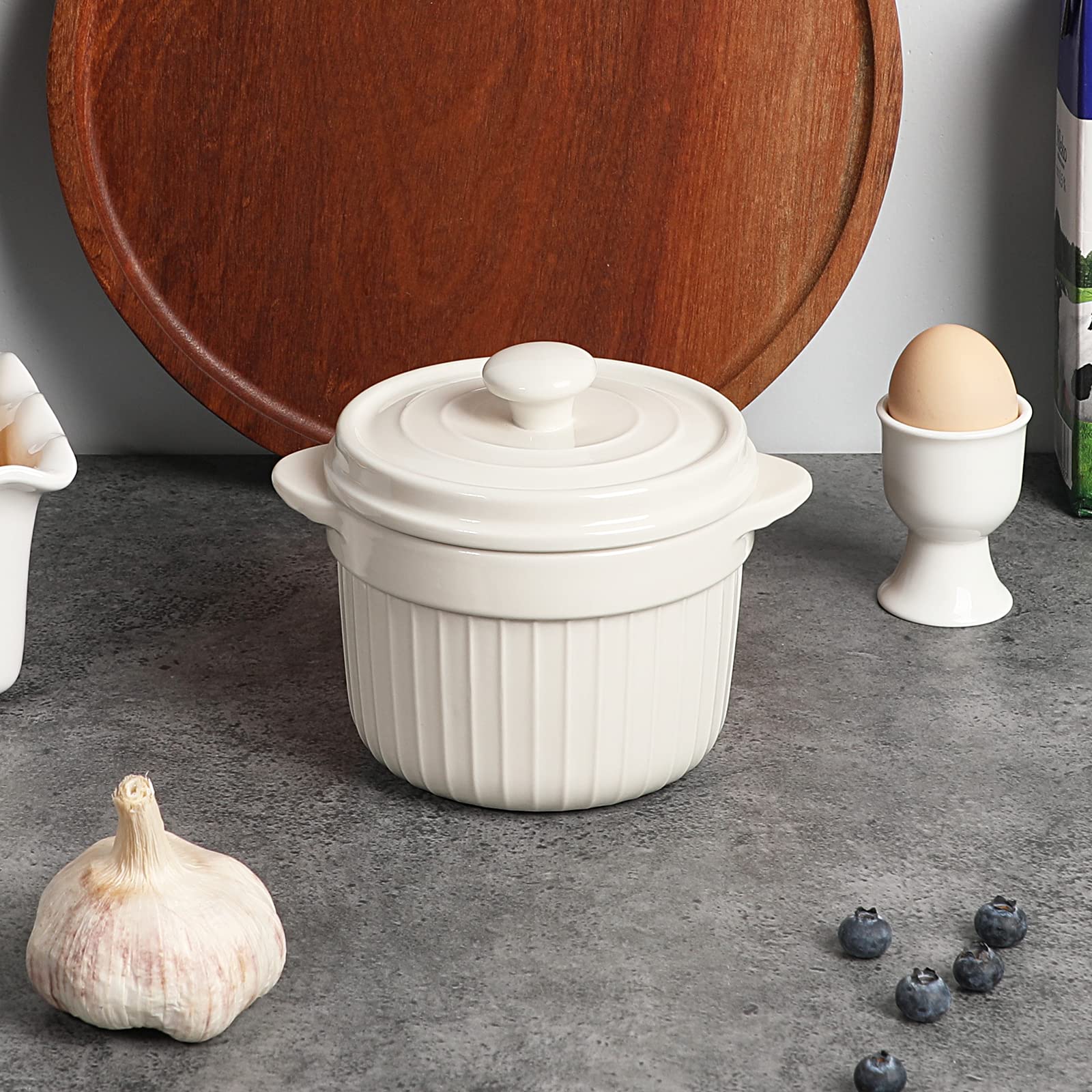 ONTUBE 17oz Ceramic Candy Jar with Lid - Porcelain Cookie & Candy Storage Container, Airtight Kitchen Decor (White) - Perfect for Home, Office, Party & Gift Giving