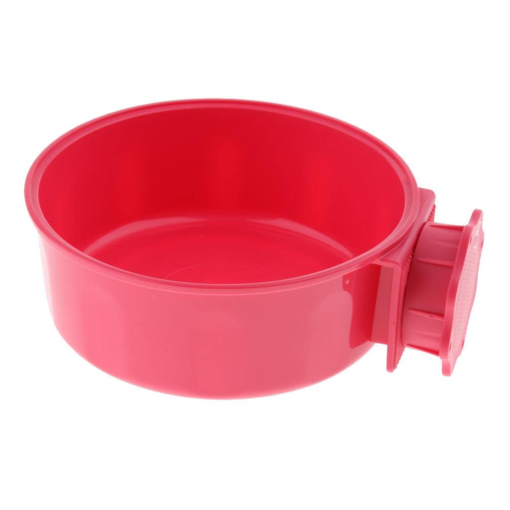 MYADDICTION Pet Dog Bolt On Cage Bowl Coop Cup - Clamp Puppy Crate Hanging Dish for Small Medium Dogs - Durable Stainless Steel Food Water Bowl for Kennels, Crates, Travel & Outdoor Use (Red)