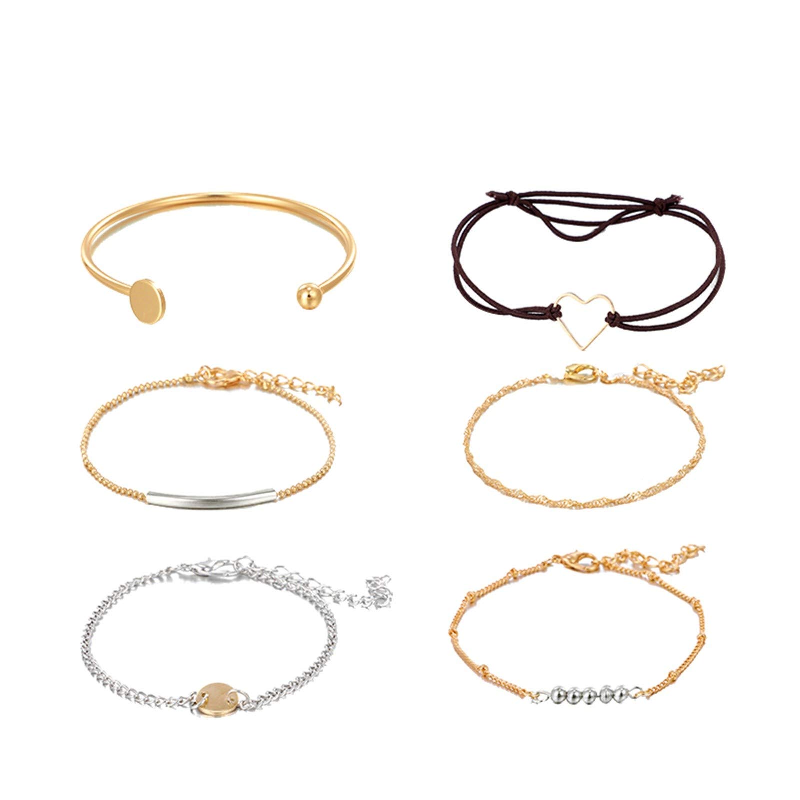 6-Piece Bohemian Love Bracelet Set for Women - Vintage Fashion Jewelry with Personalized Charm - Perfect for Casual Wear, Parties & Gifts