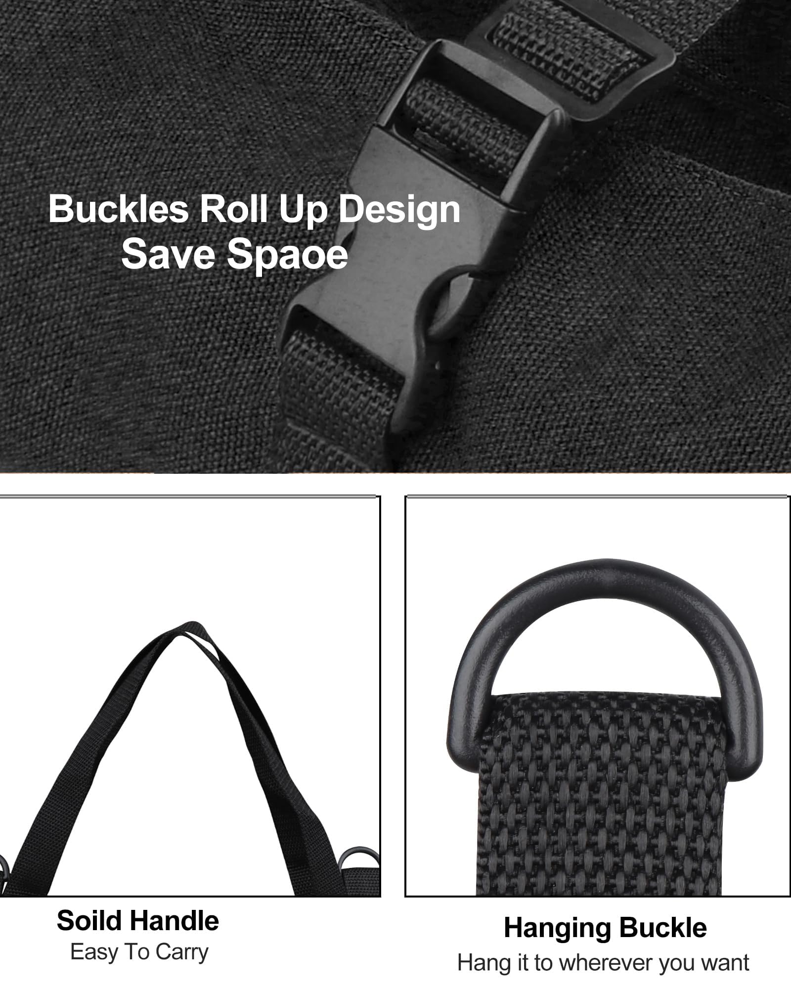Heavy Duty 16OZ Canvas Roll Up Tool Bag with 5 Zippered Pockets - Multi-Purpose Wrench Roll Organizer for Mechanics, Electricians & DIY Projects - Perfect for Workshop, Garage & On-the-Go Repairs (Black)