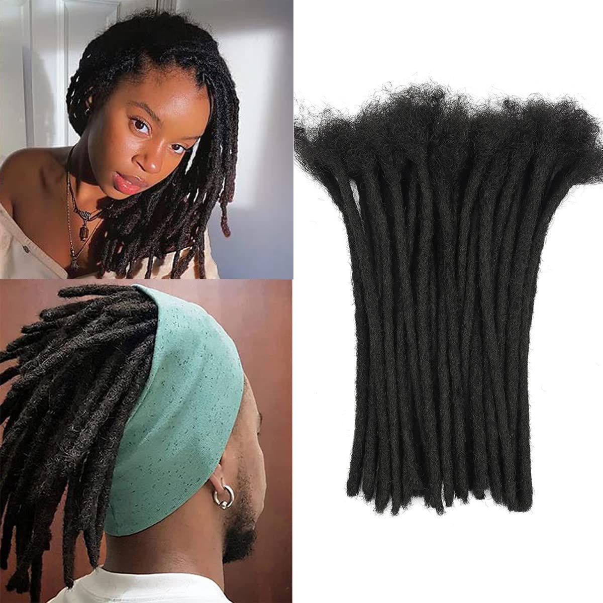 100% Handmade Permanent Locs Dreadlock Extensions - 10 Inch 100 Strands Natural Black Human Hair for Women, Men & Kids (0.8cm Thickness) | Perfect for Protective Styling, Boho Looks & Natural Hair Care