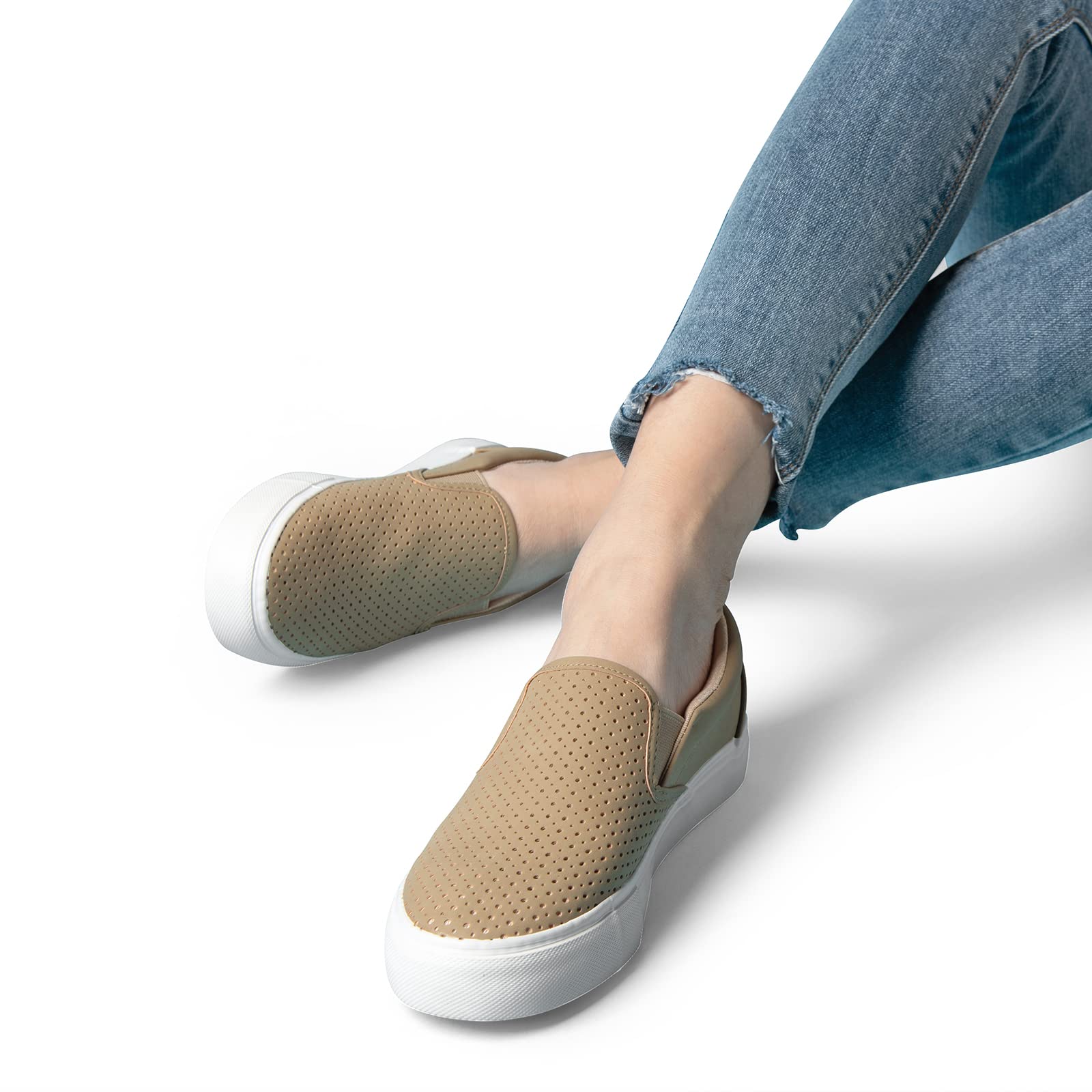 JENN ARDOR Women's Slip-On Sneakers - Comfortable Walking Shoes for Women, Lightweight Casual Flats with Arch Support | Perfect for Work, Travel & Everyday Wear